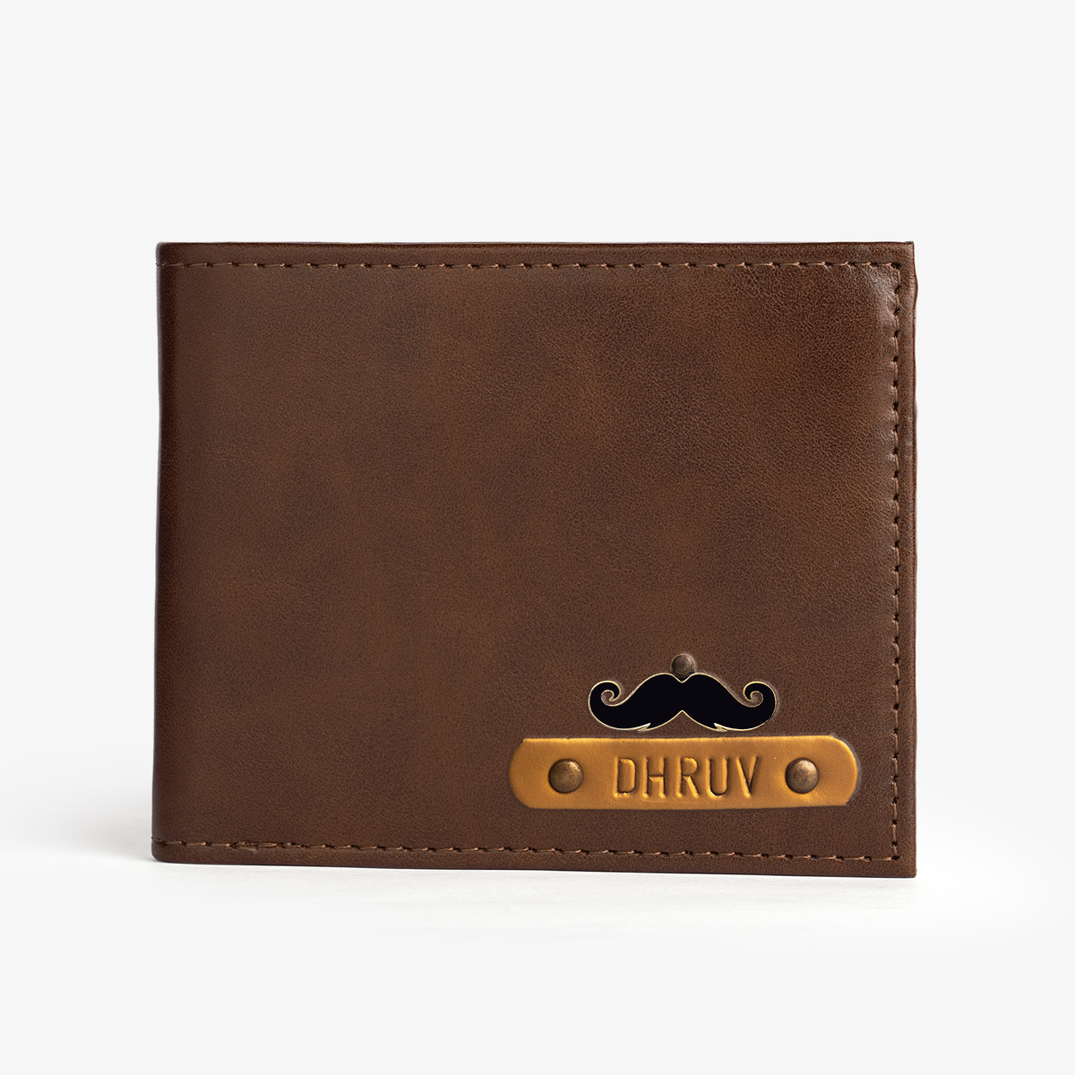 Personalised Mens Wallet with Charm - Chocolate Brown