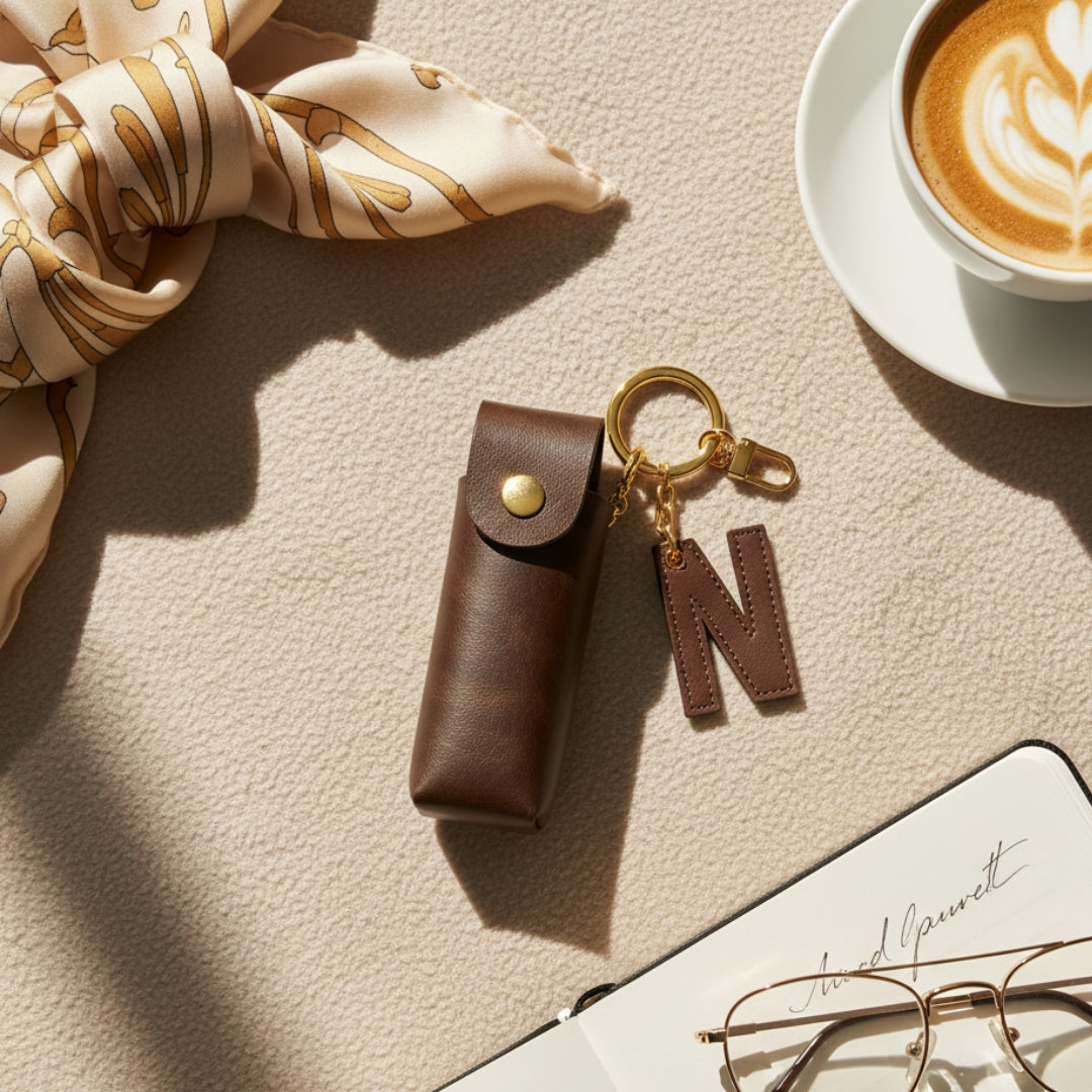 Personalised Lipstick Keychain - Dark Brown