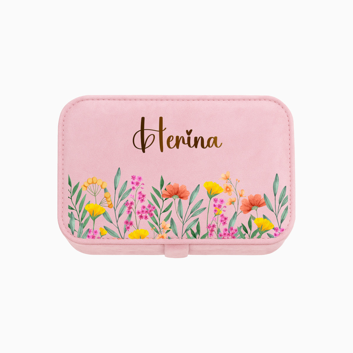 Floral Personalized Travel Jewellery Organizer – Baby Pink
