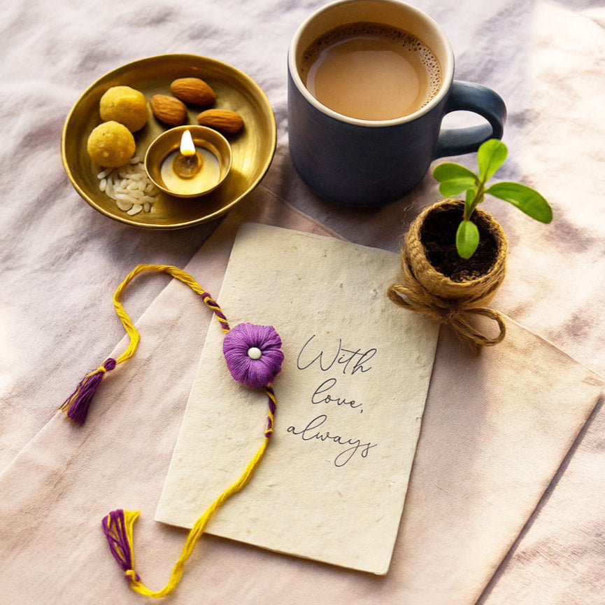 Raksha & Roots - Plantable Seed Rakhi - Lilac - Ladyfinger