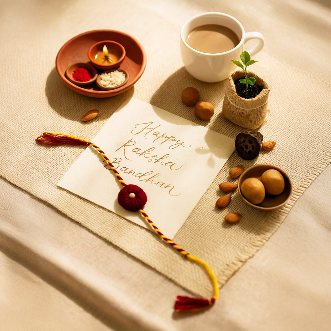 Raksha & Roots - Plantable Seed Rakhi - Red - Ladyfinger Seed