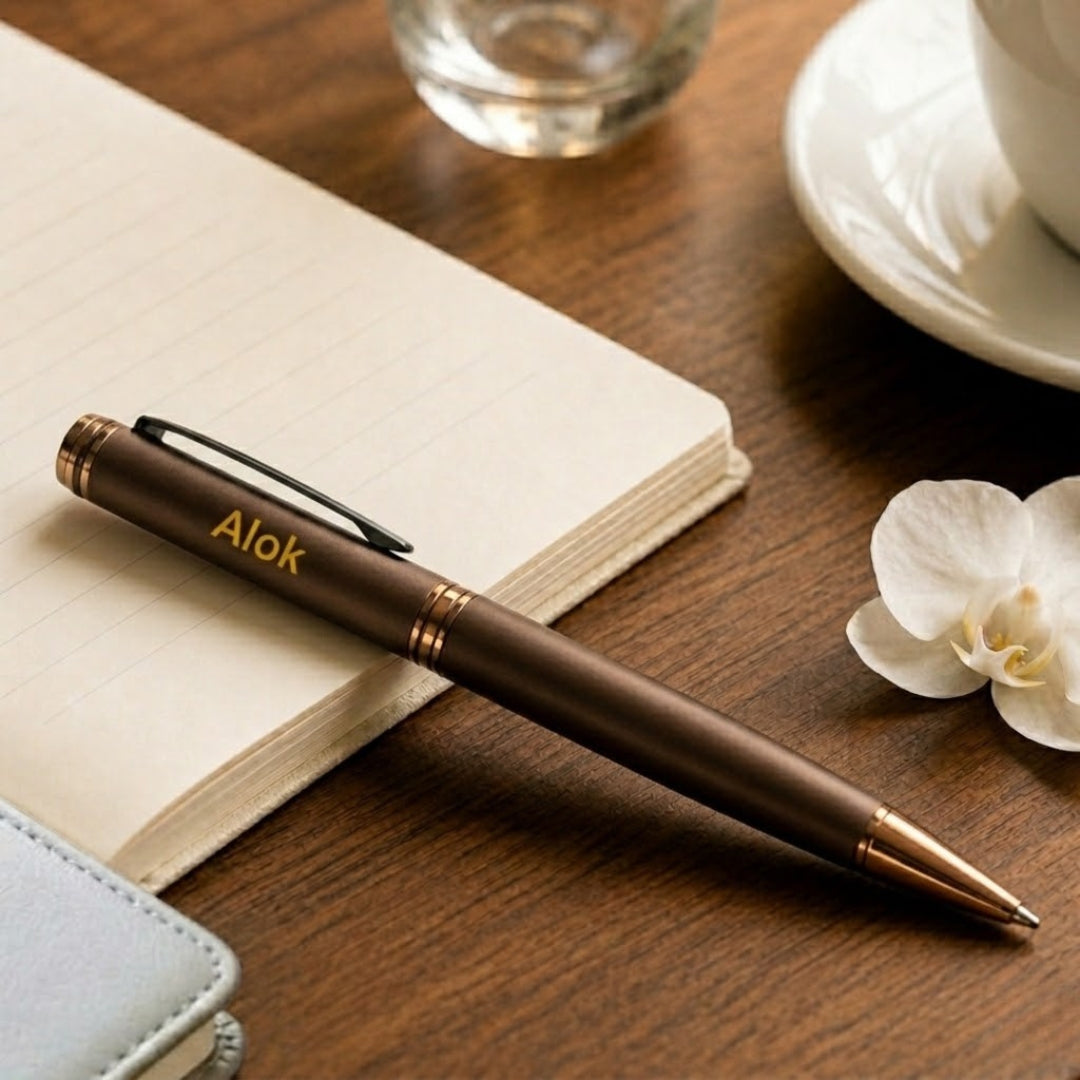 Cappuccino Personalised Pen | Coffee Pen in Brown