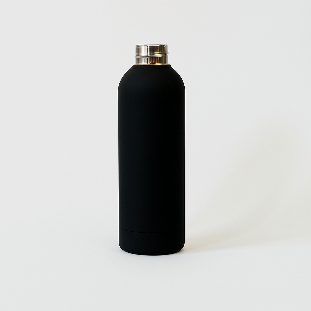 Quench - Personalised Water Bottle - Black with Silver Cap