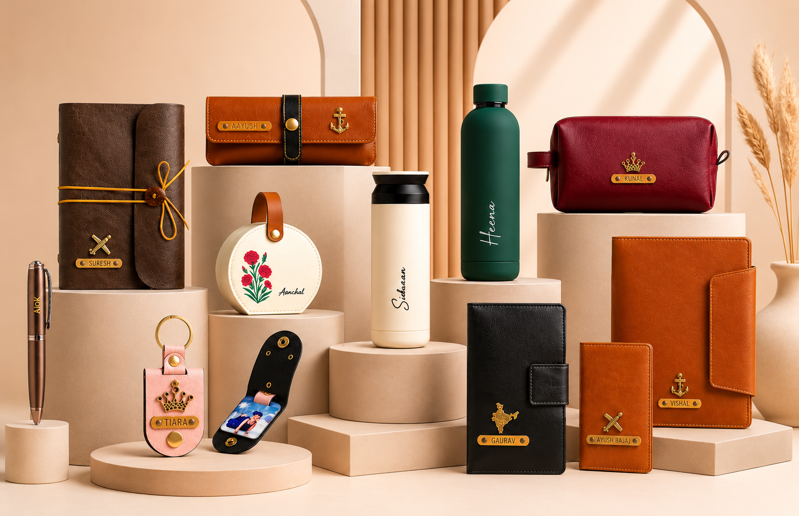 "Corporate gift hampers with personalised vegan leather products from The Messy Corner"