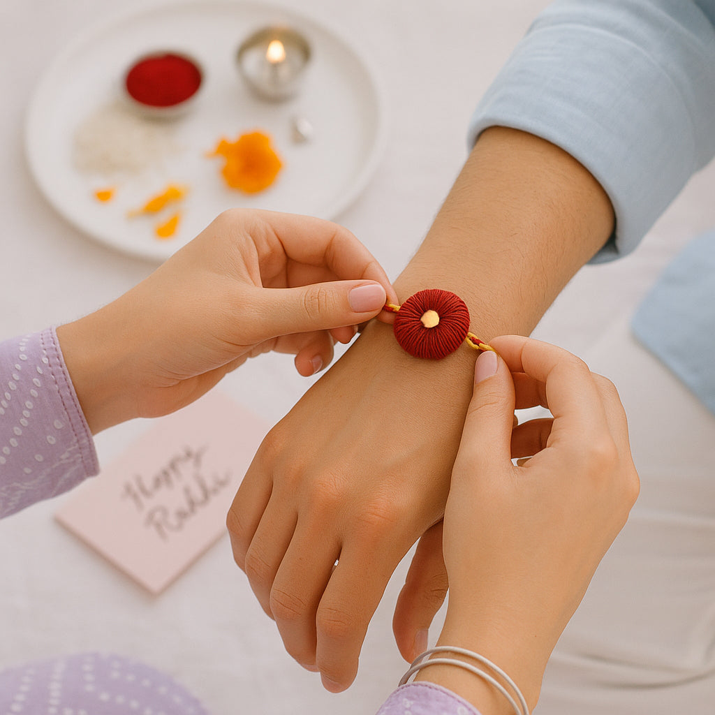 Raksha & Roots - Plantable Seed Rakhi - Red - Ladyfinger Seed