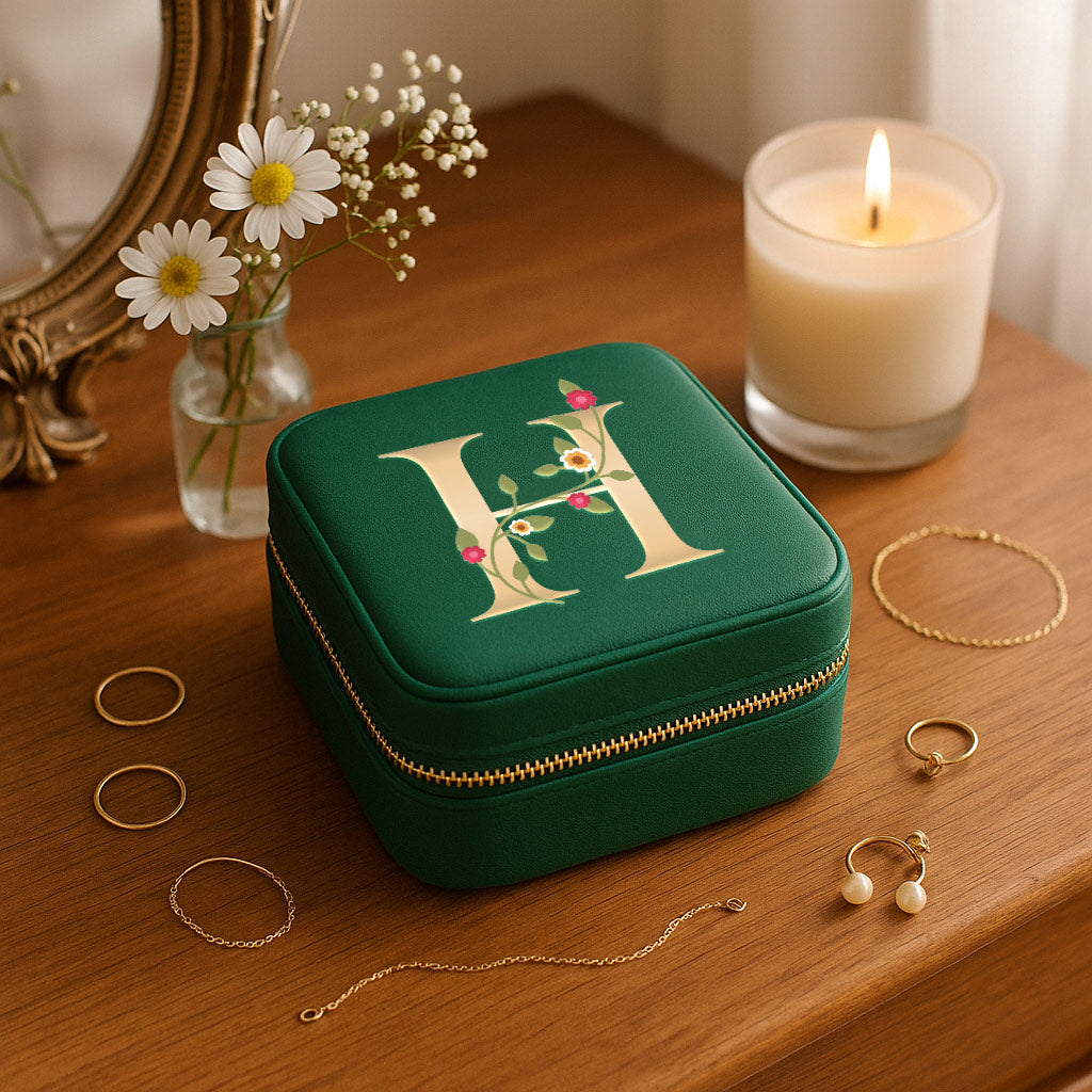 Velvet Travel Jewellery Box | Compact & Stylish Organizer - Emerald Green
