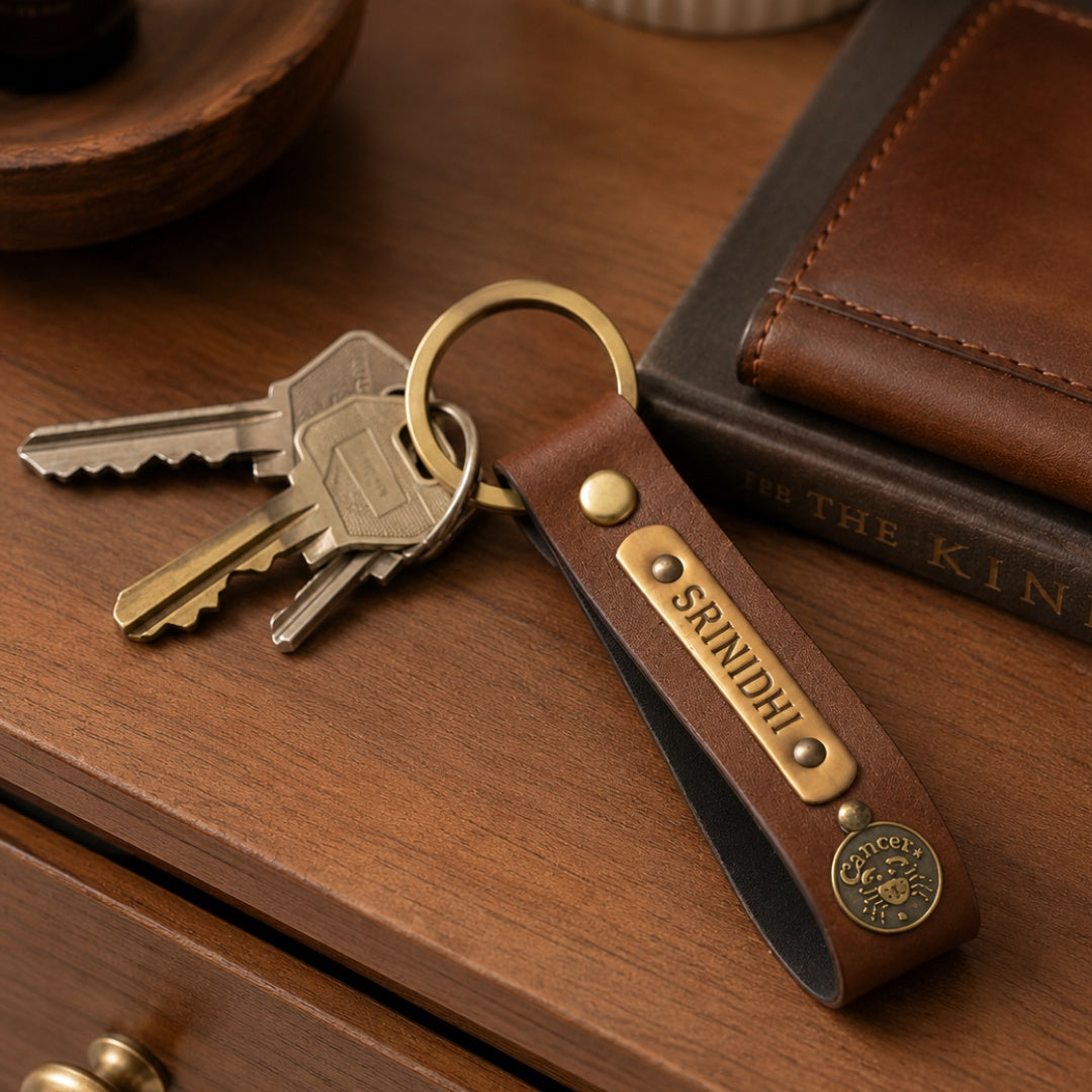 Personalized Keychain - Brown