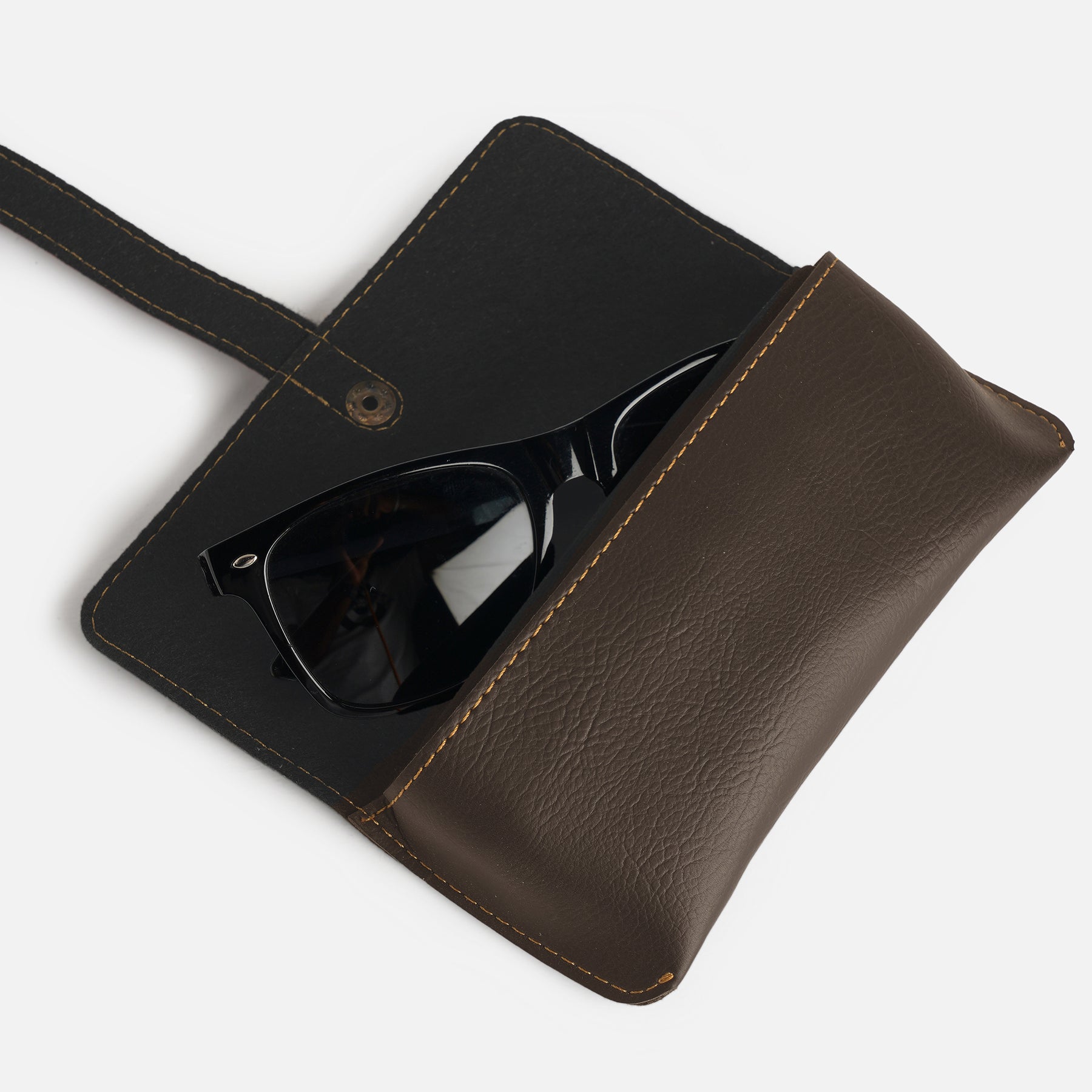 Eyewear Case With Strap - Dark Brown