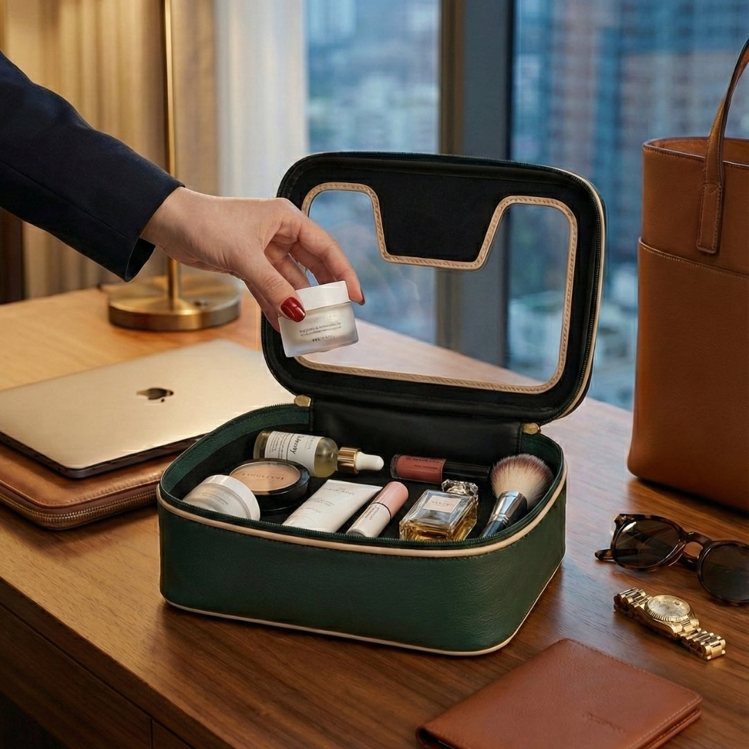 Personalised Zippered Vanity Case - Forest Green