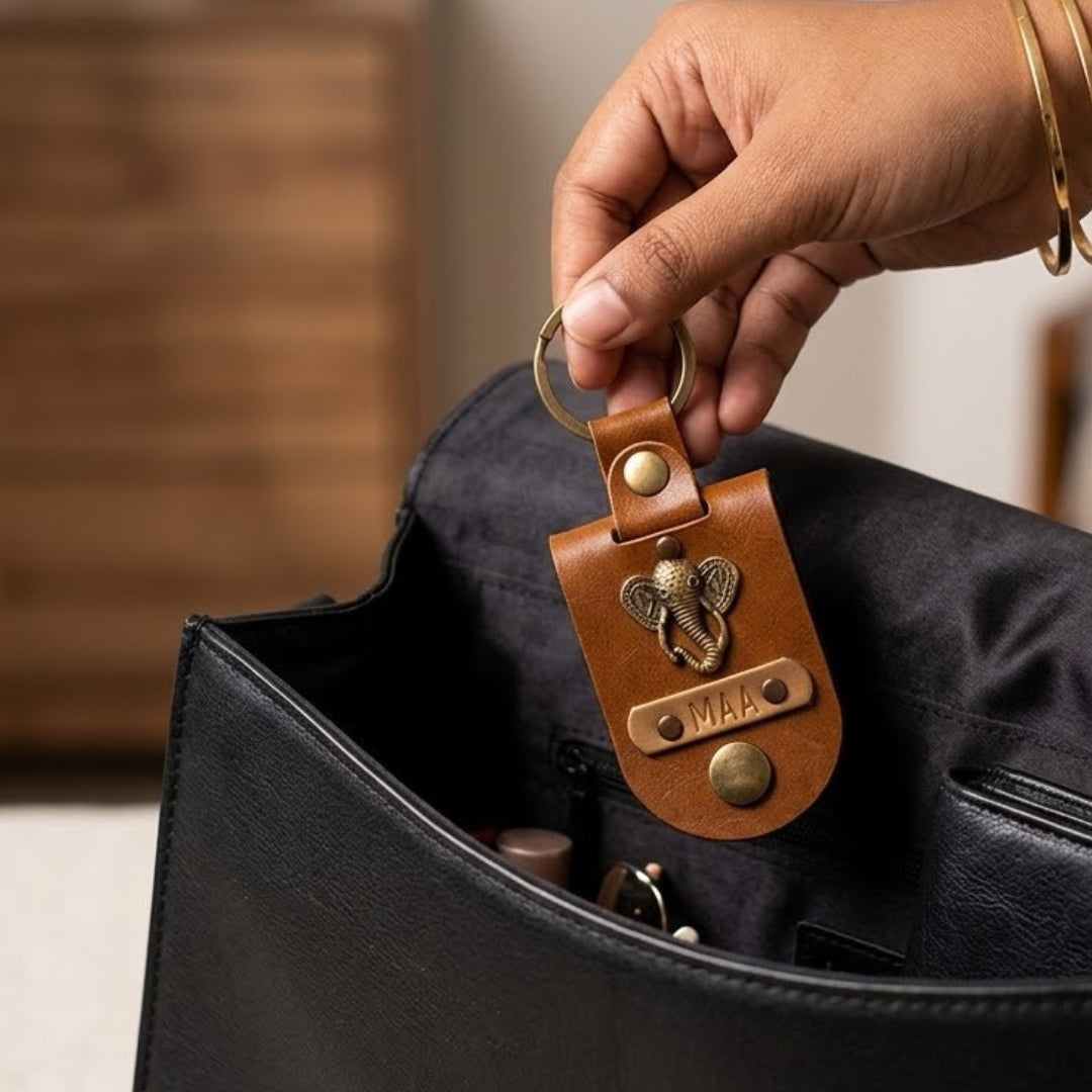 Personalised Photo Keychain - Tan