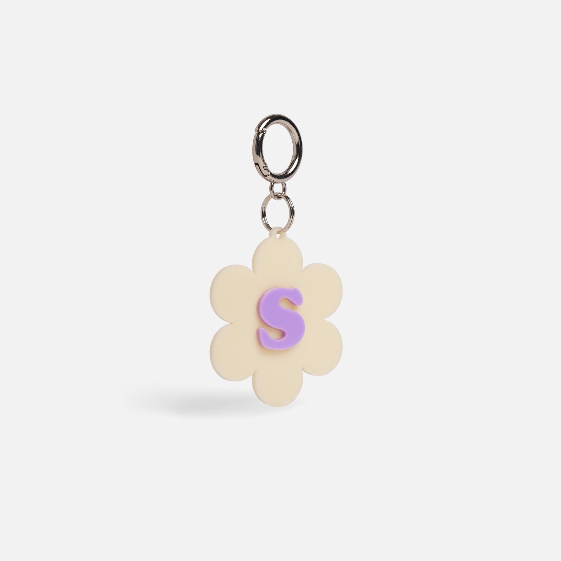 Daisy Initial Keychain- Off White