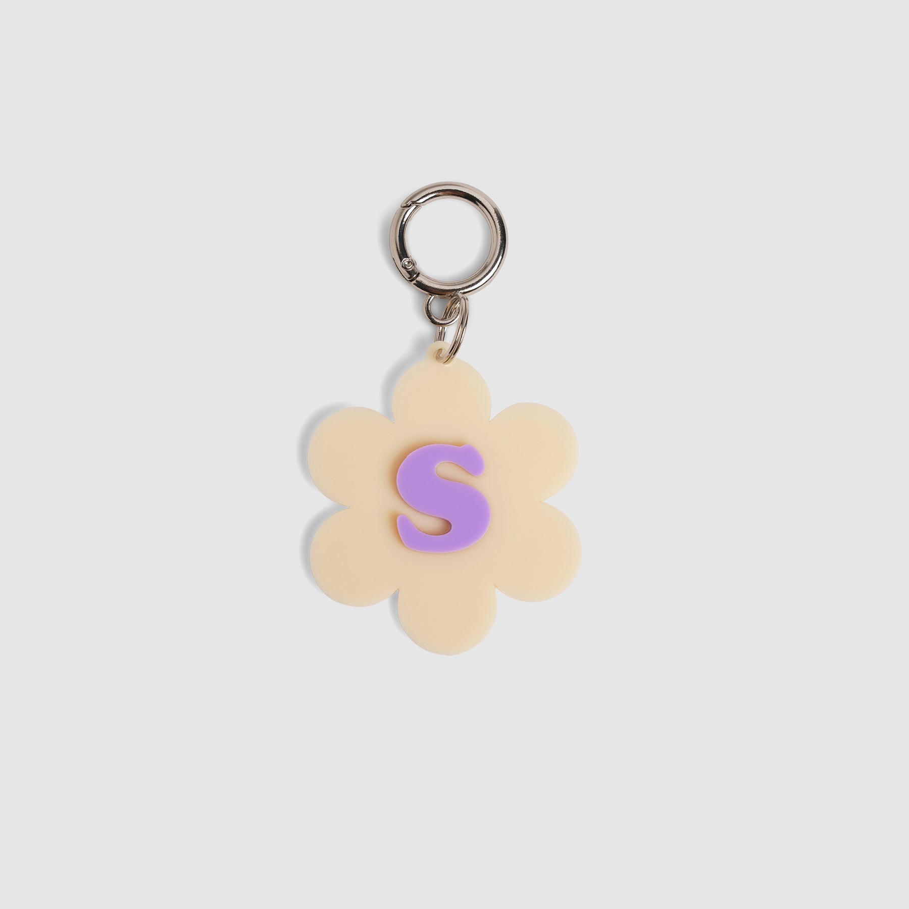 Daisy Initial Keychain- Off White