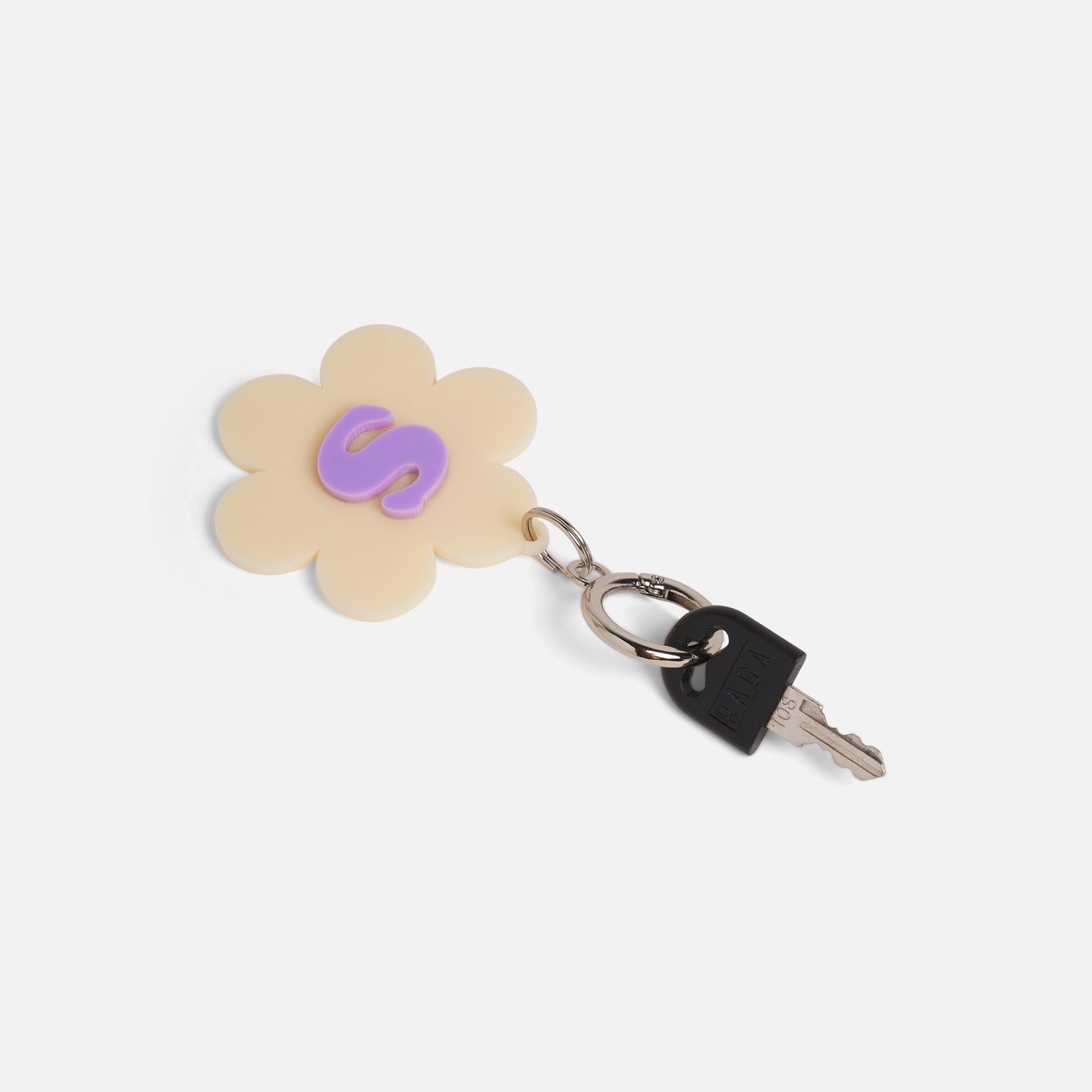 Daisy Initial Keychain- Off White