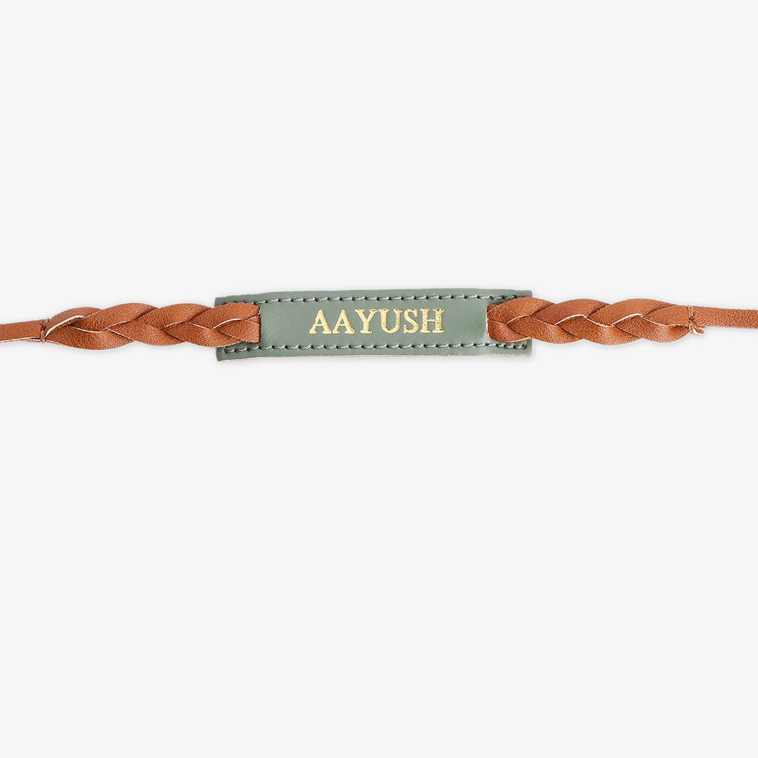 Personalised Weaved Rakhi- Mint Green