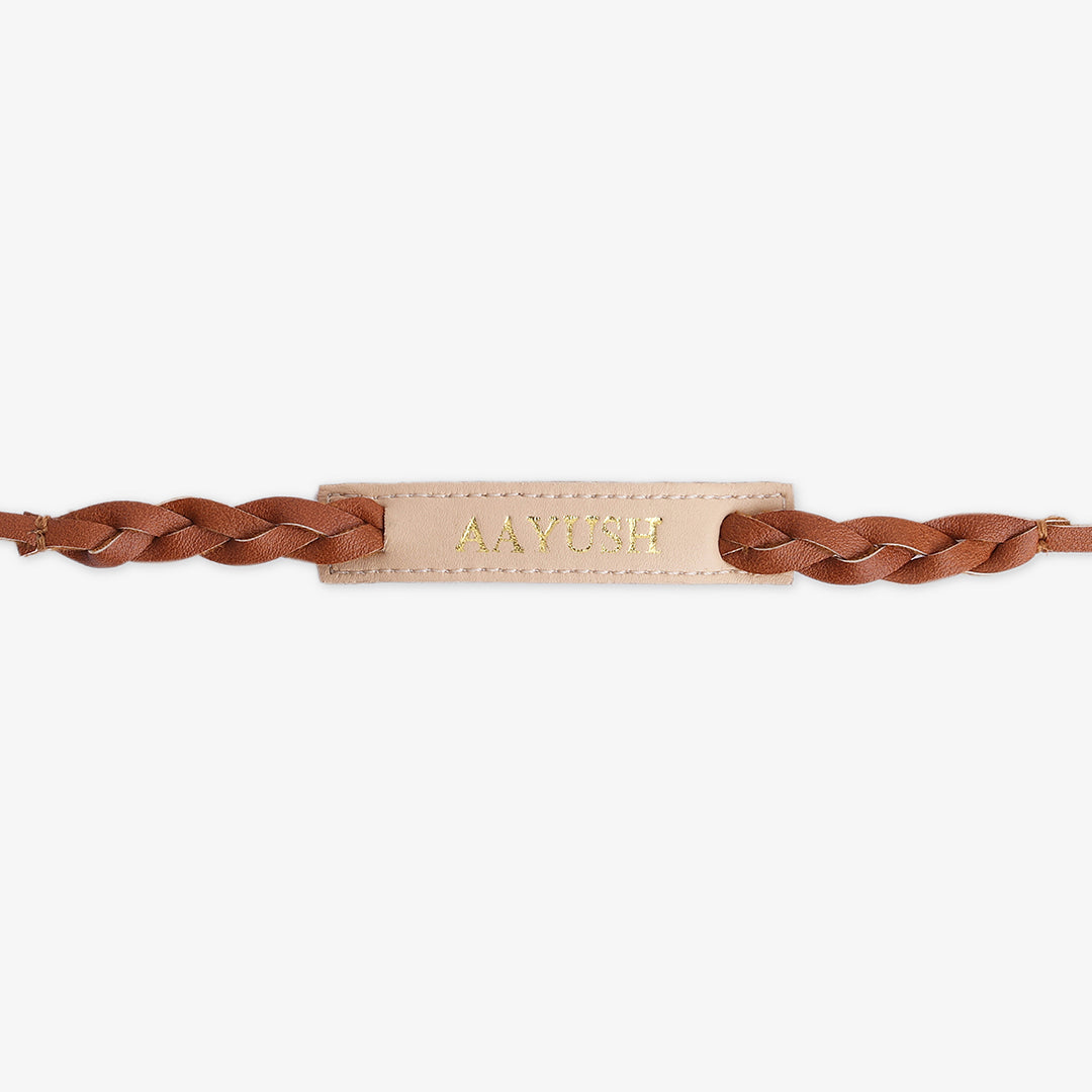 Personalised Weaved Rakhi- Beige
