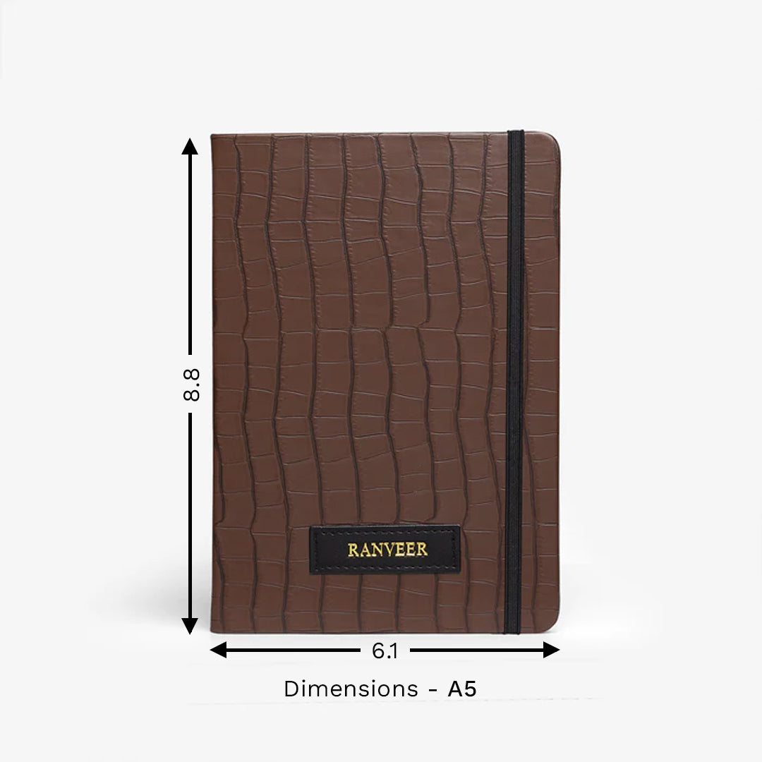 Personalised Croco Diary - Dark Brown