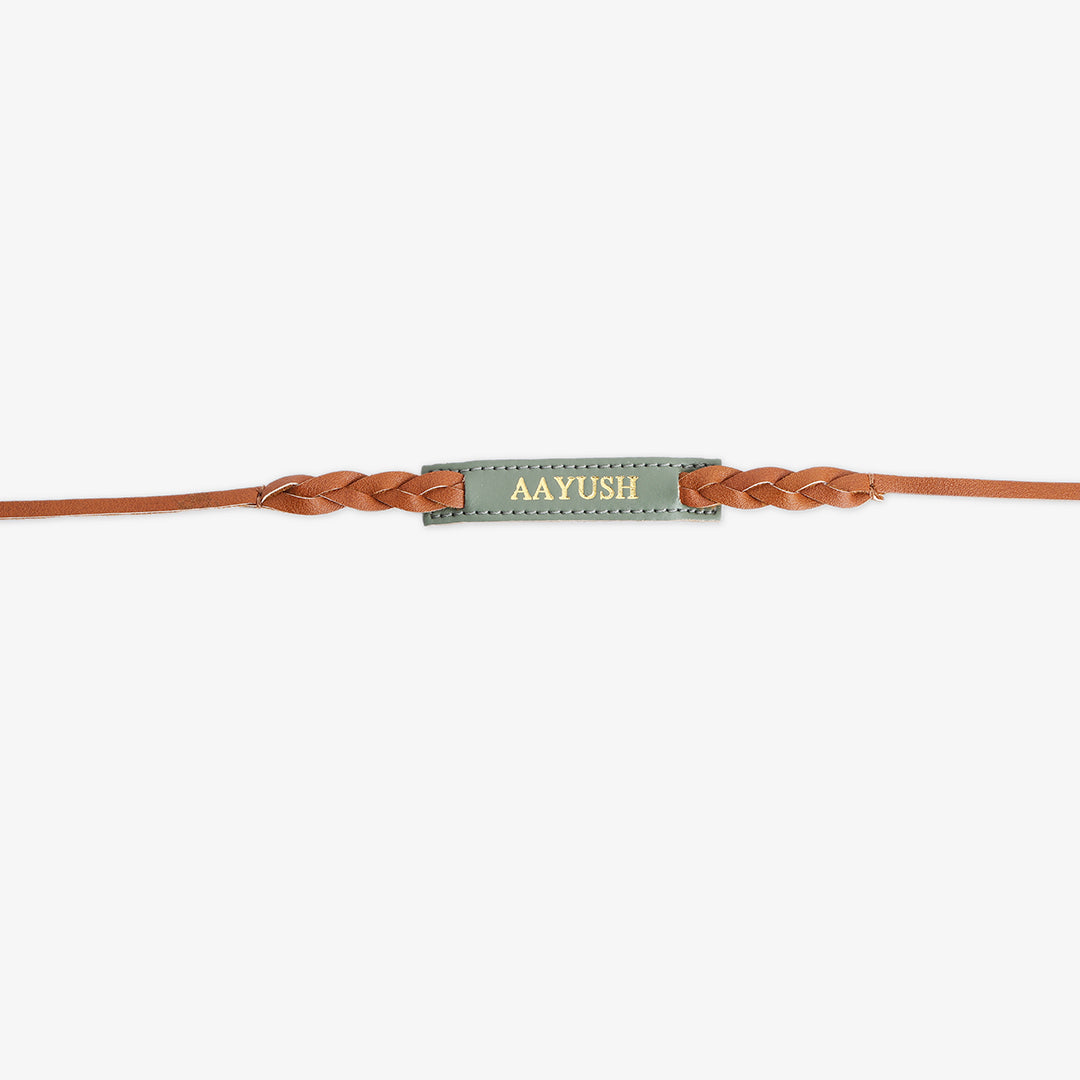 Personalised Weaved Rakhi- Mint Green