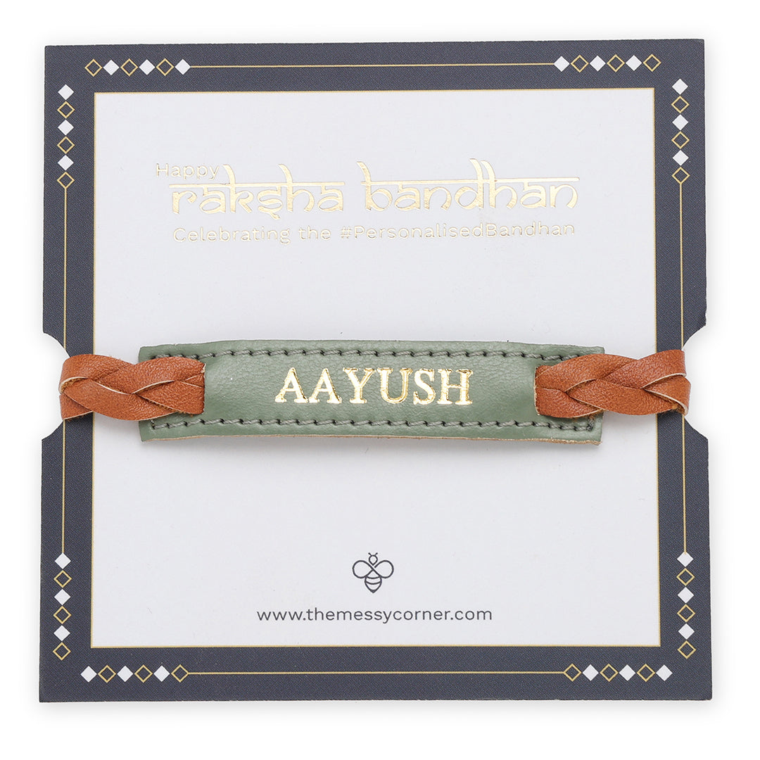 Personalised Weaved Rakhi- Mint Green