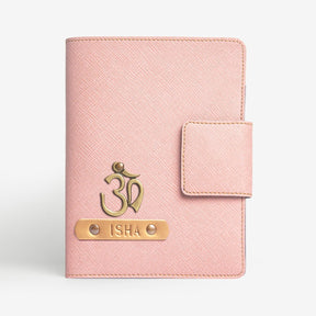 Passport cover with button - Salmon Pink