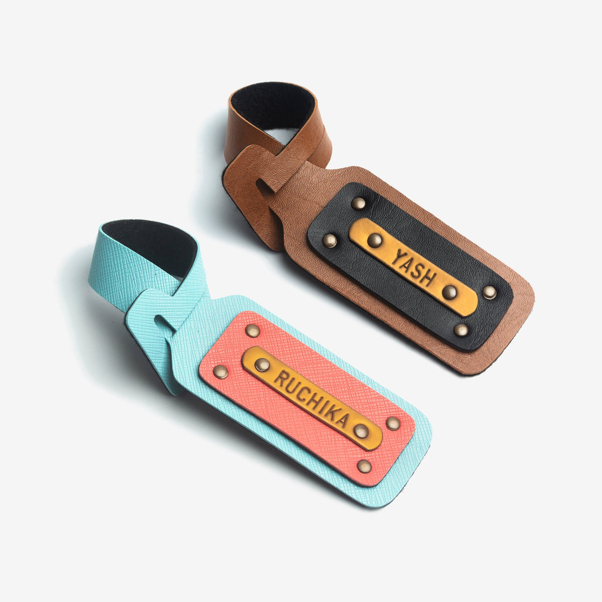 The Messy Corner Luggage Tag Personalised Couple Leather Luggage/Baggage Tags