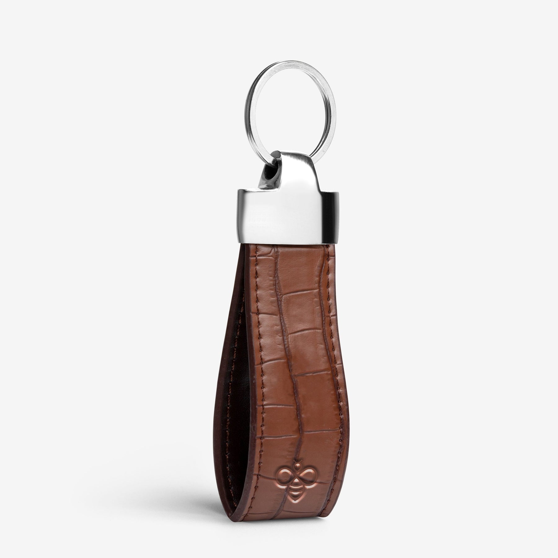 Personalised Croco Vegan Leather Keychain - Brown
