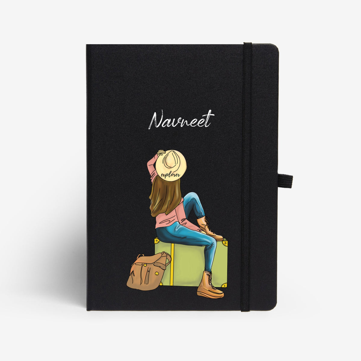 The Messy Corner Notebook Black Personalised Hardbound Notebook - Wanderlust