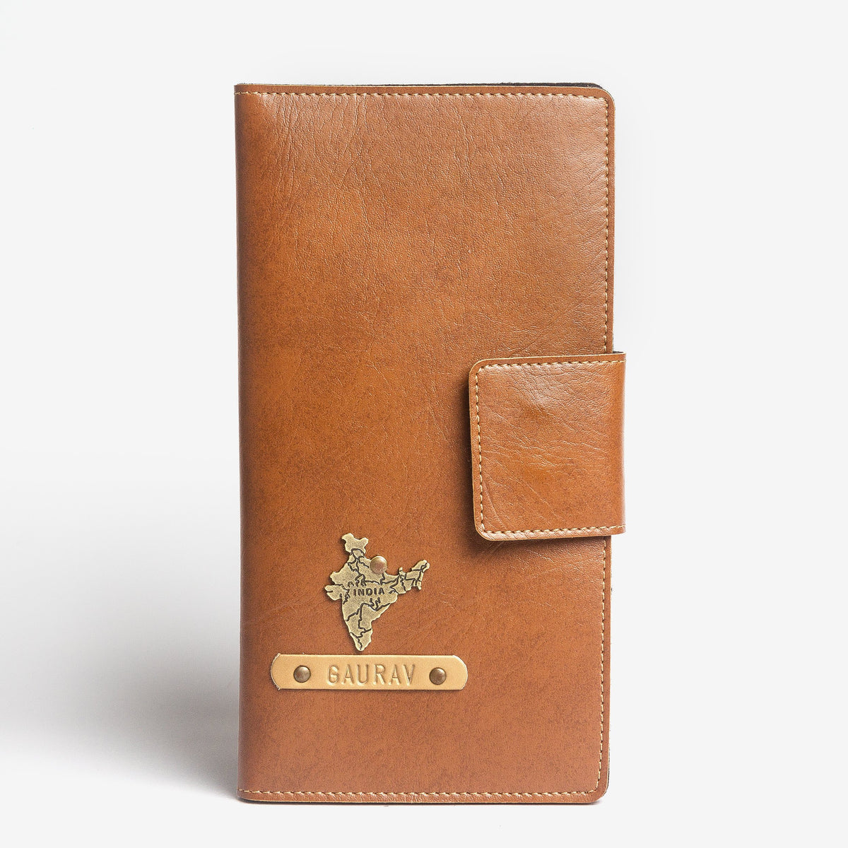 The Messy Corner Travel Folder Personalised Travel Folder- Tan