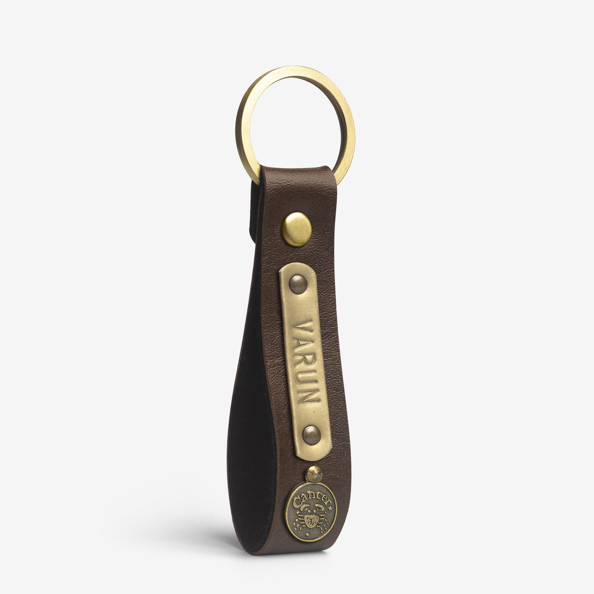 The Messy Corner Keychain Personalized Leather Keychain - Dark Brown