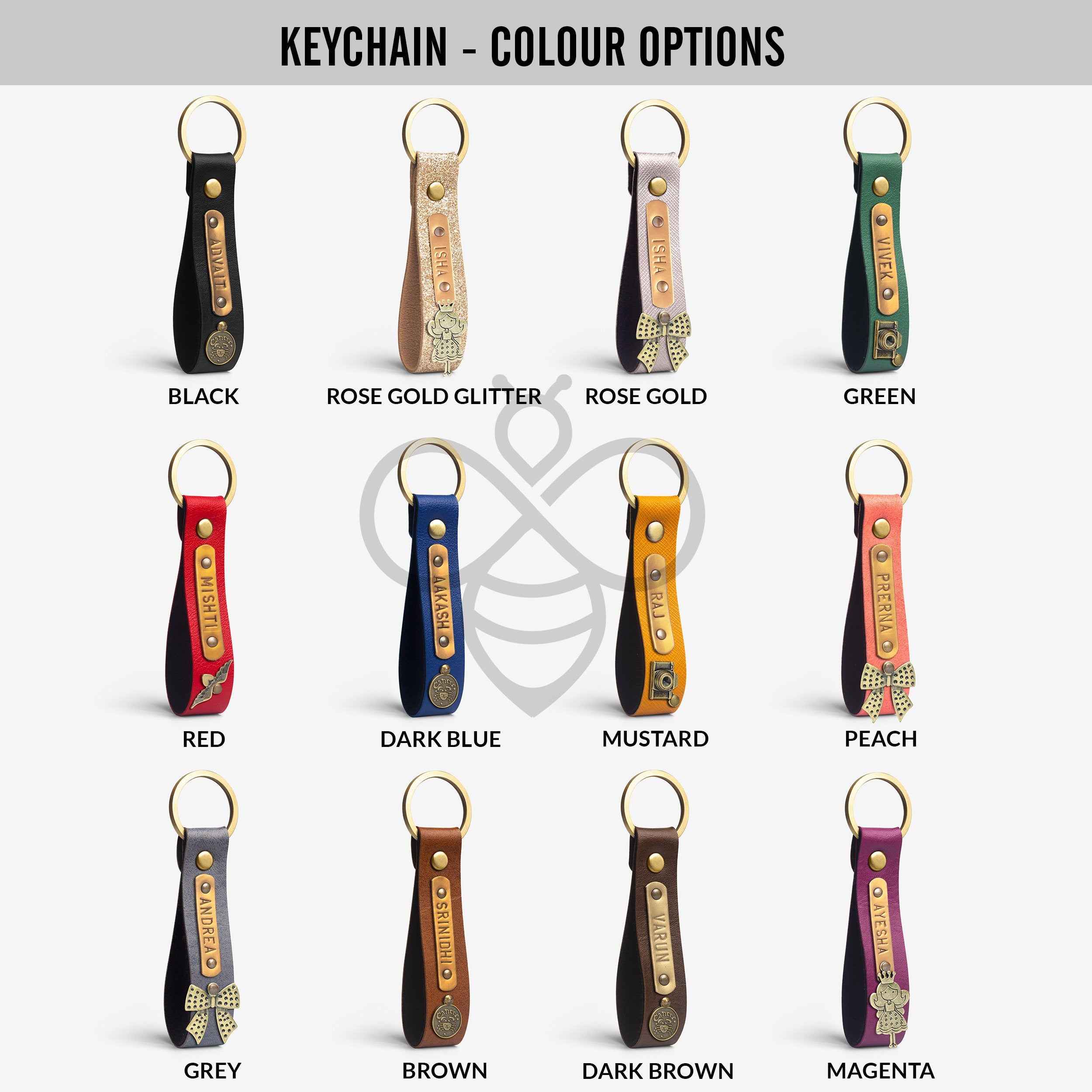 The Messy Corner Keychain Personalized Leather Keychain - Set of Three