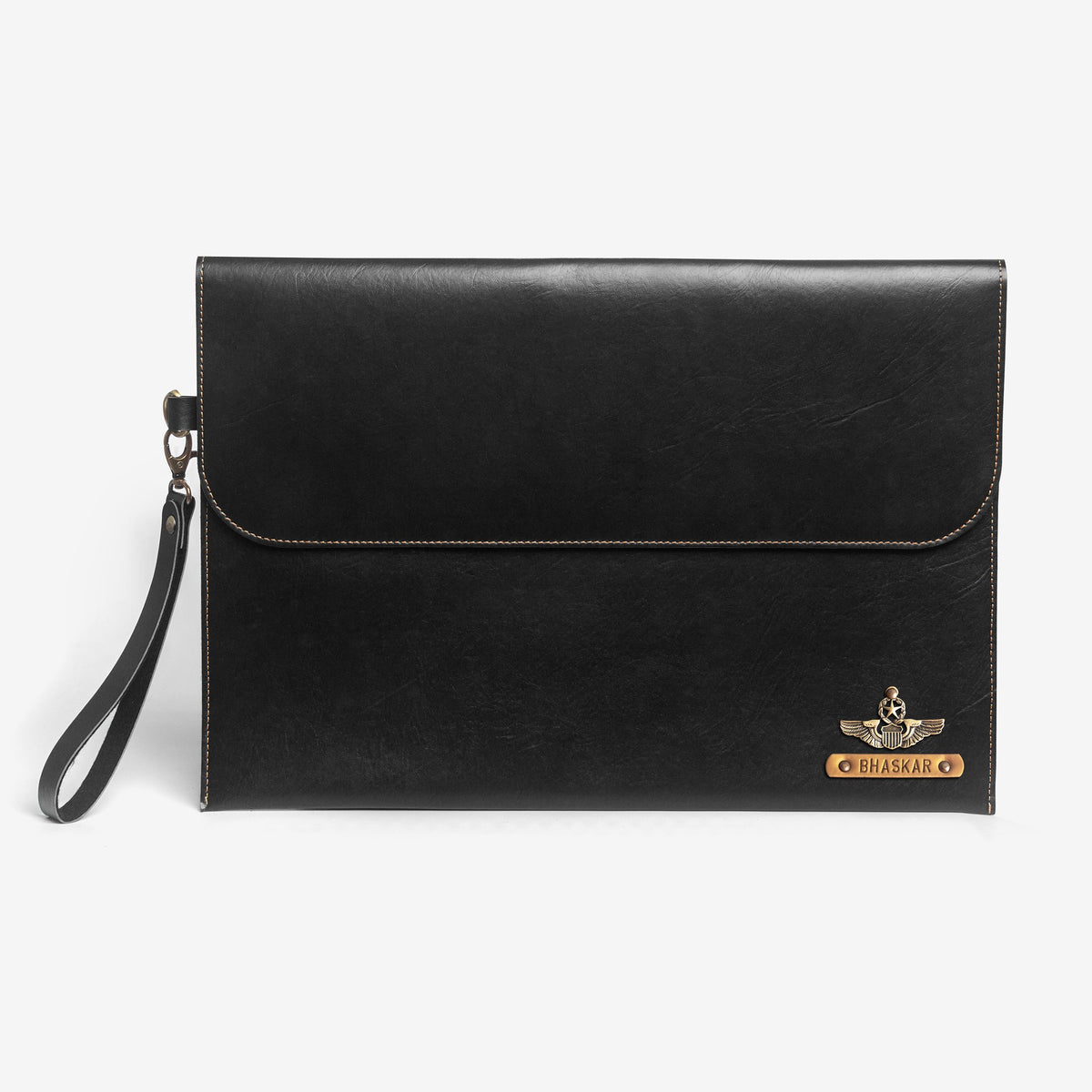 The Messy Corner Laptop Sleeve Personalized Leather Laptop/Macbook Sleeve - Black - 13 inches