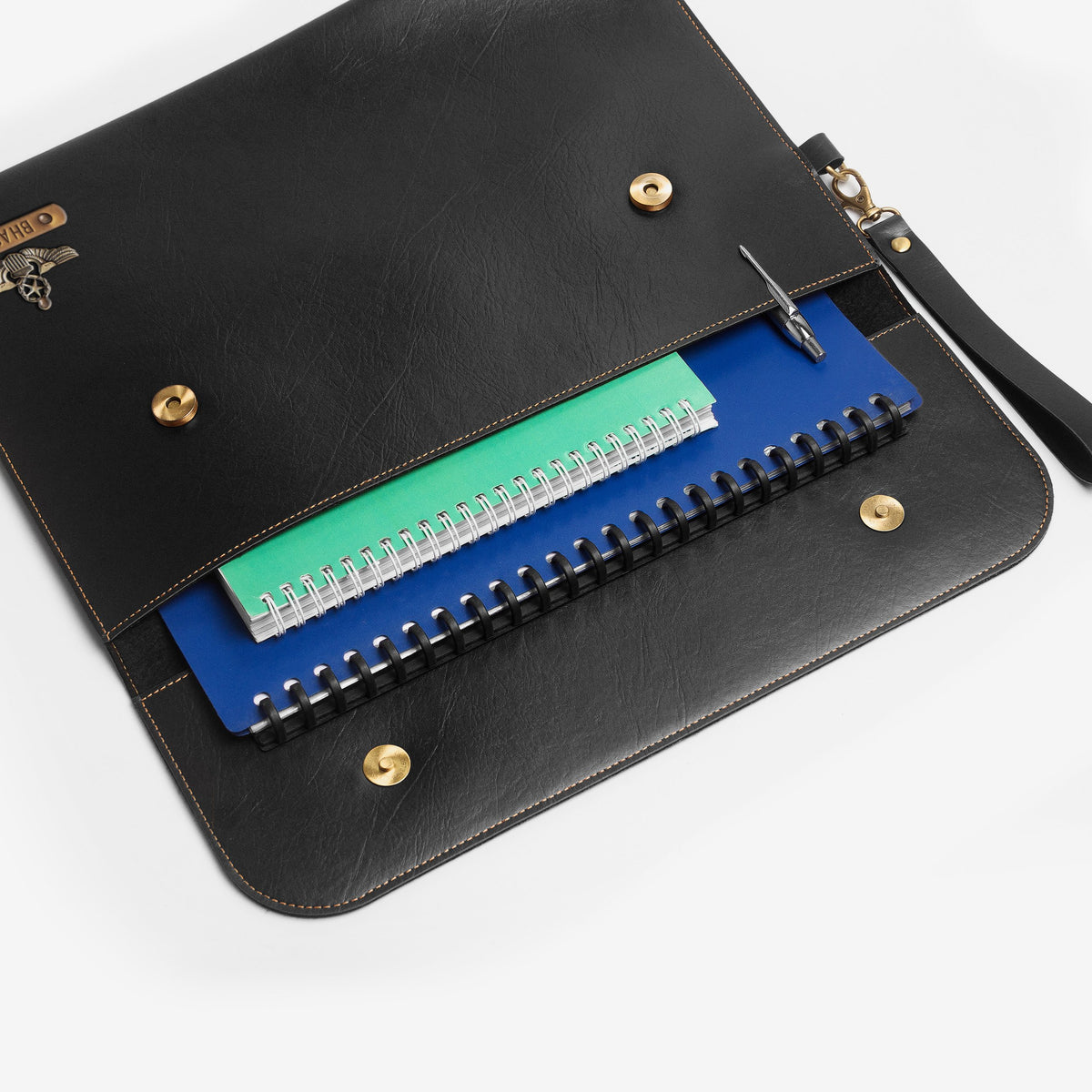 The Messy Corner Laptop Sleeve Personalized Leather Laptop/Macbook Sleeve - Black - 13 inches