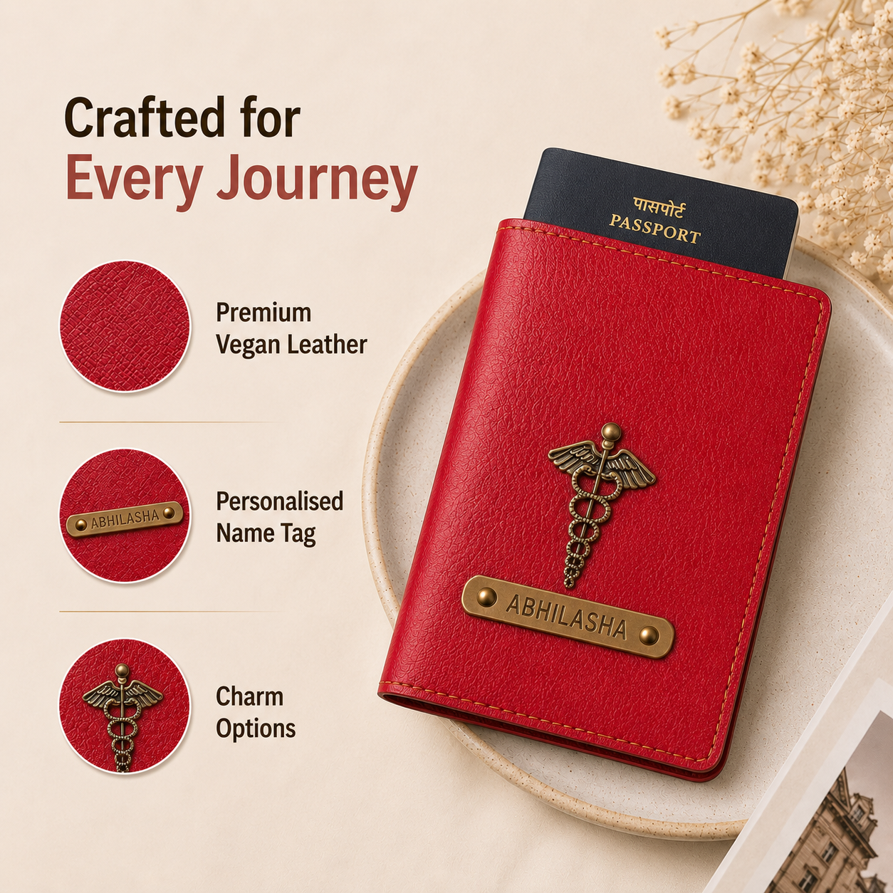Personalized Passport Cover - Red