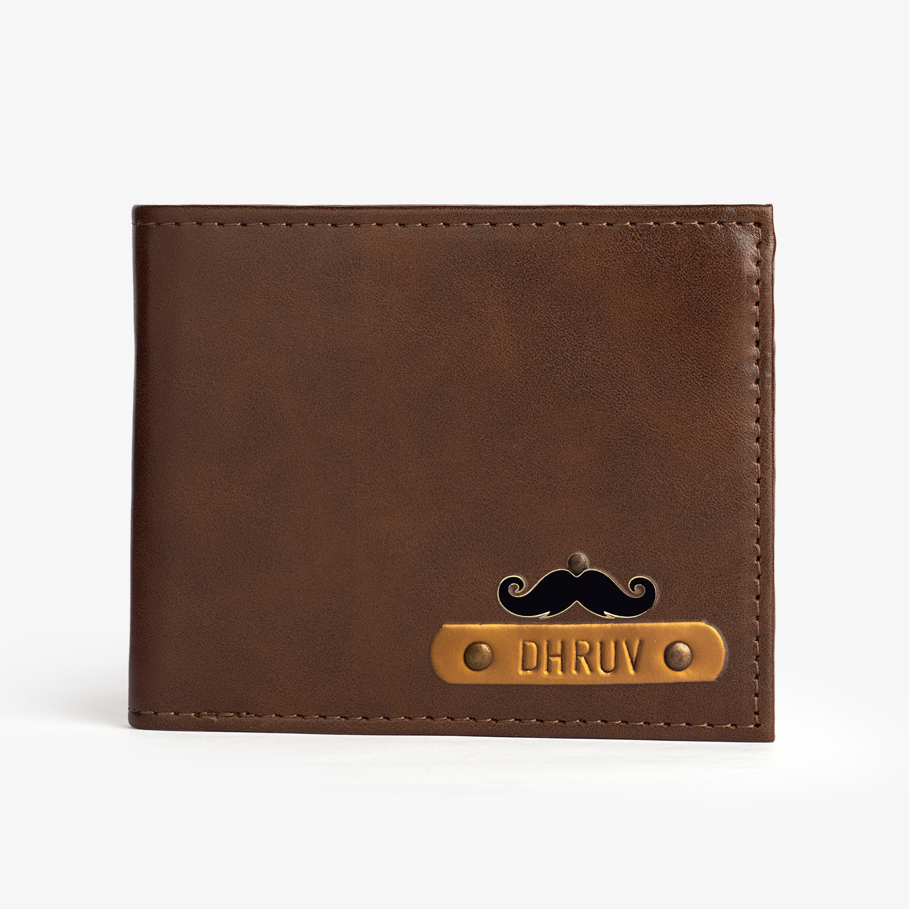 Personalised Mens Wallet with Charm Chocolate Brown