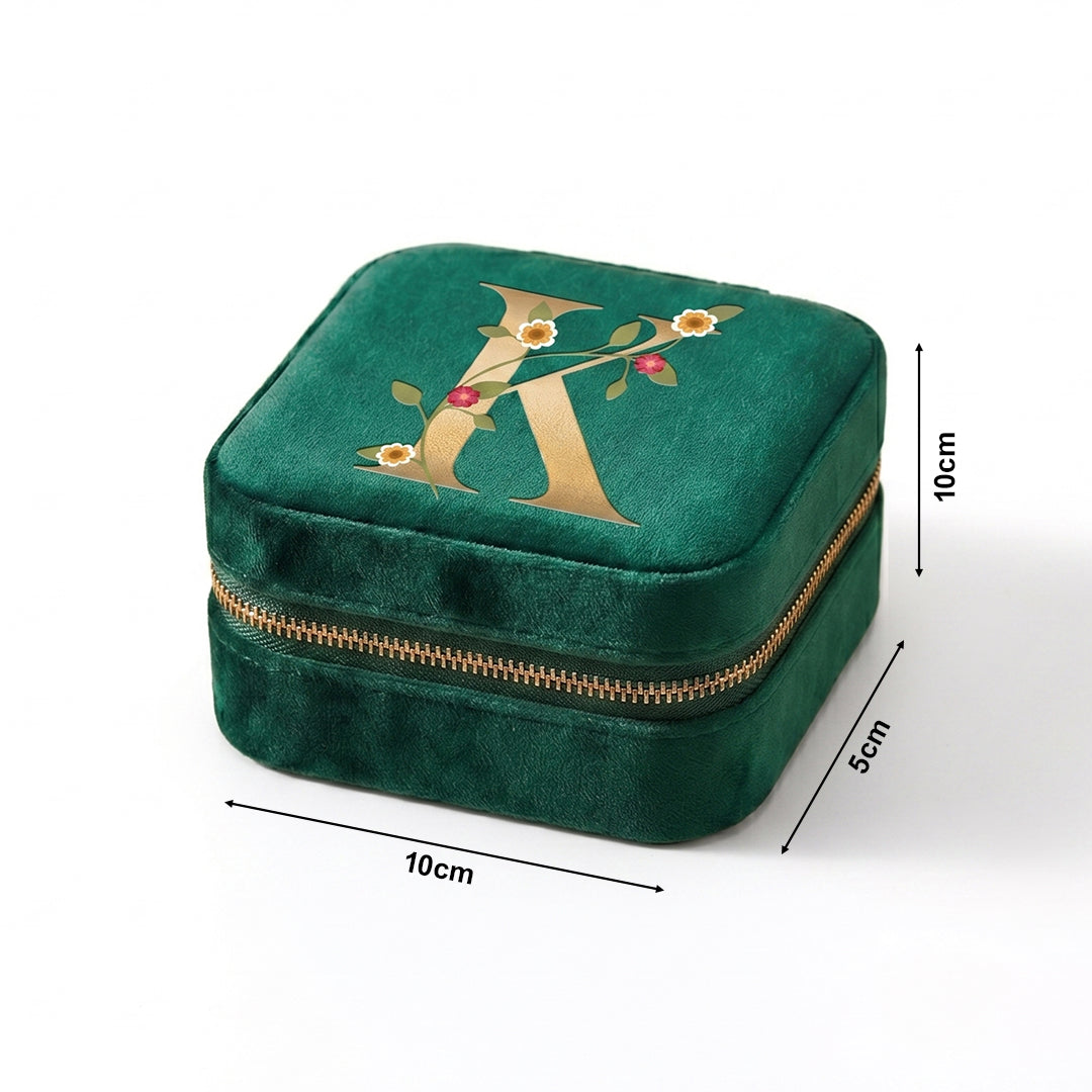 Velvet Travel Jewellery Box | Compact & Stylish Organizer - Emerald Green
