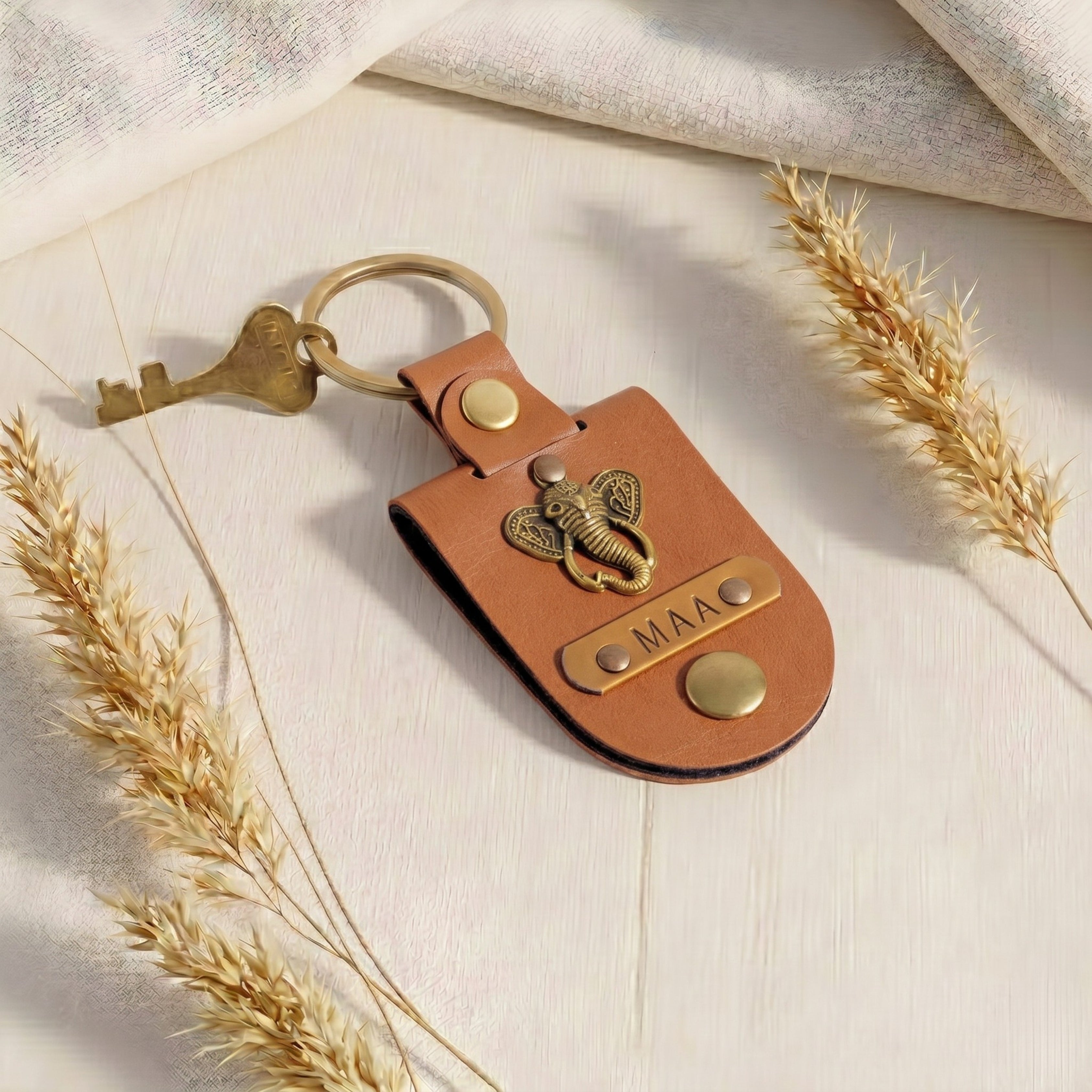 Personalised Photo Keychain - Tan