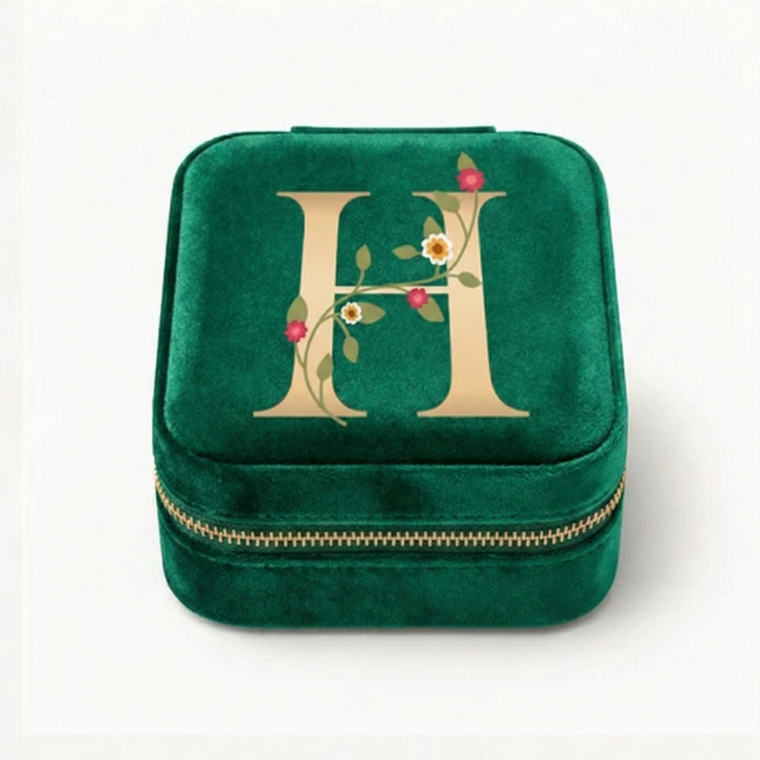 Velvet Travel Jewellery Box | Compact & Stylish Organizer - Emerald Gr