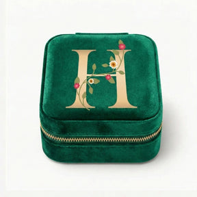 Velvet Travel Jewellery Box | Compact & Stylish Organizer - Emerald Green