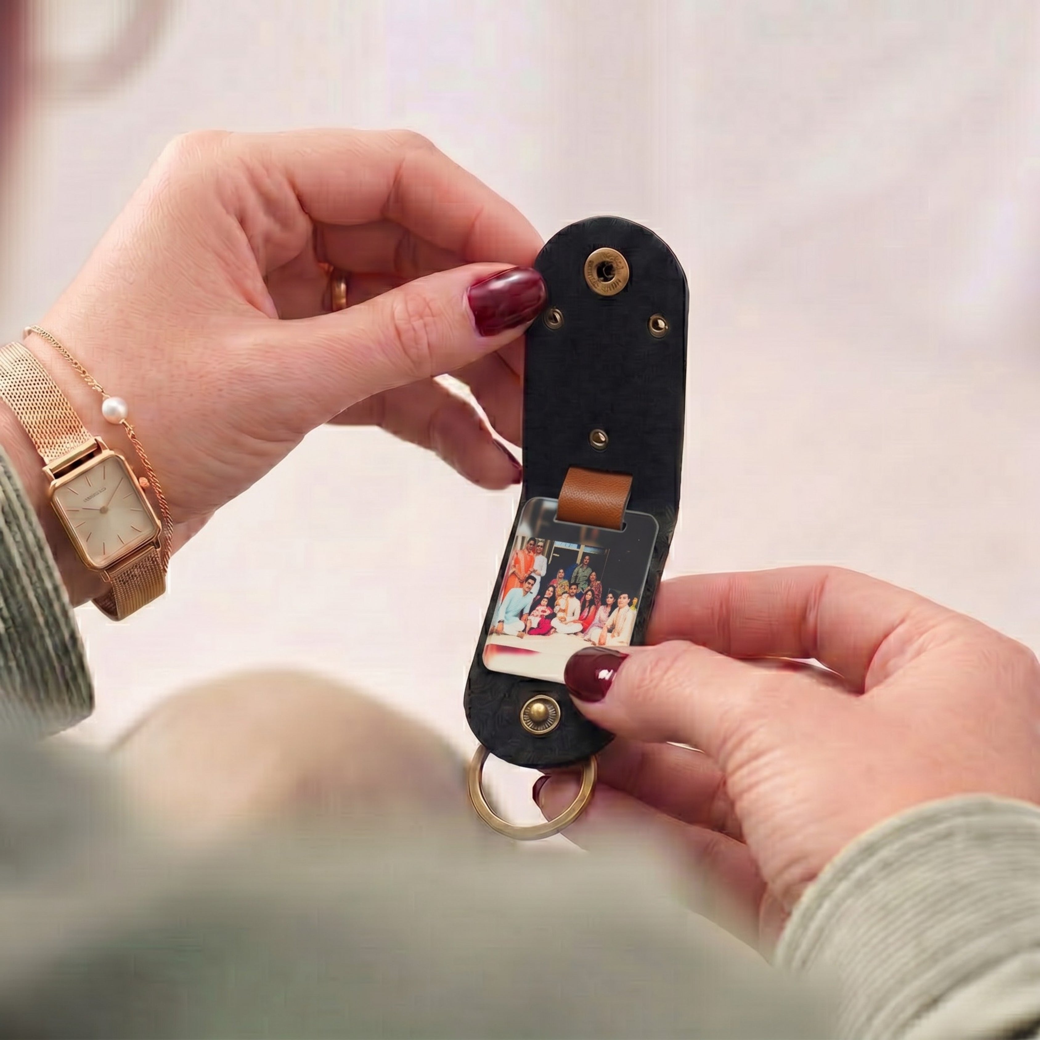 Personalised Photo Keychain - Tan