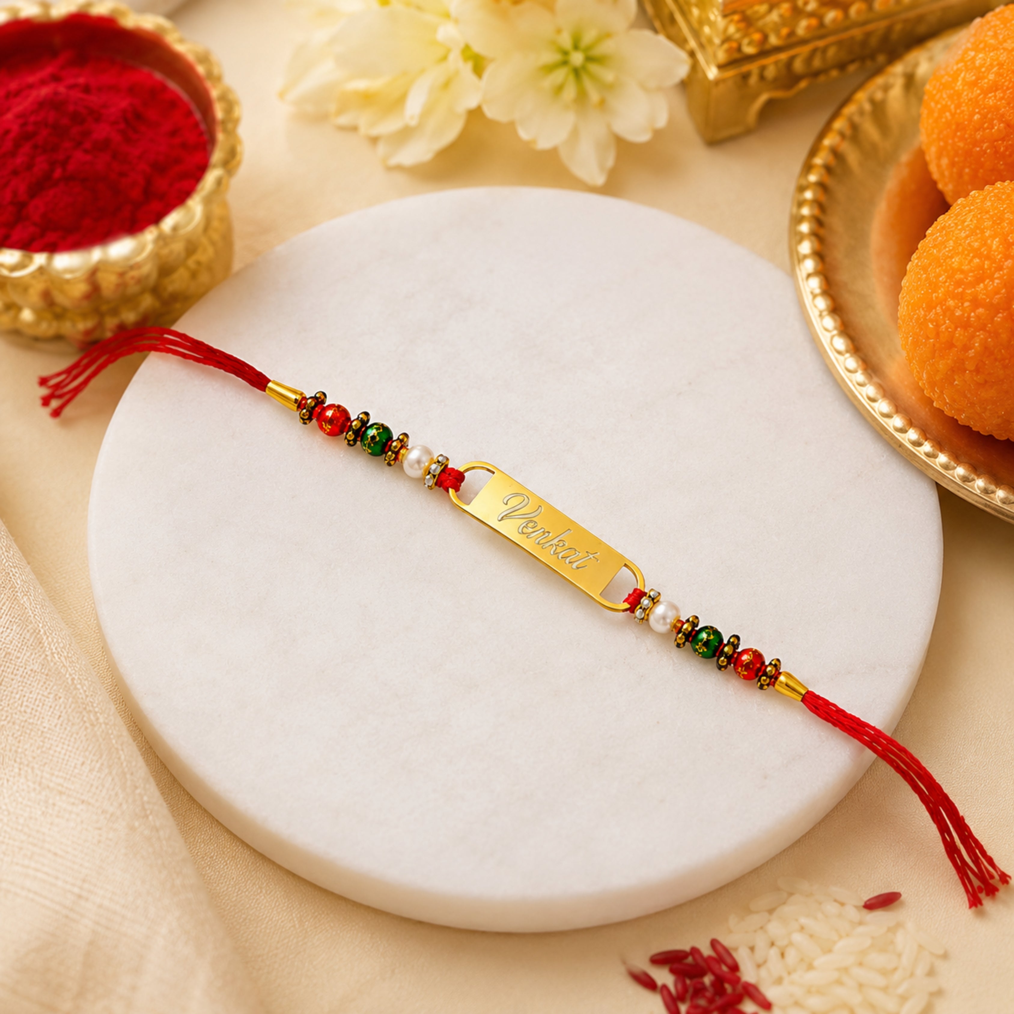 Personalised Engraved Rakhi- Red