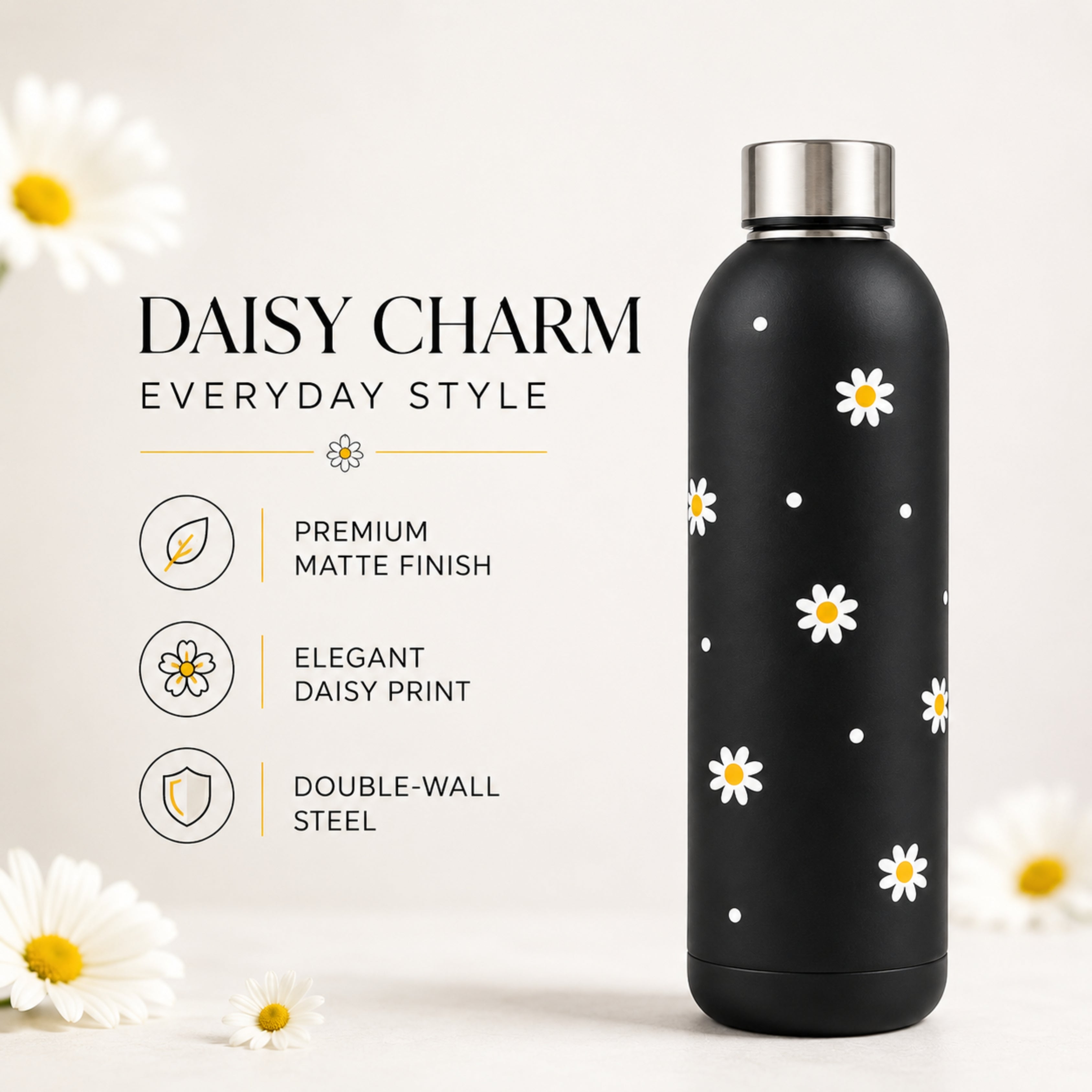Quench - Insulated Water Bottle - Daisy (750ML)