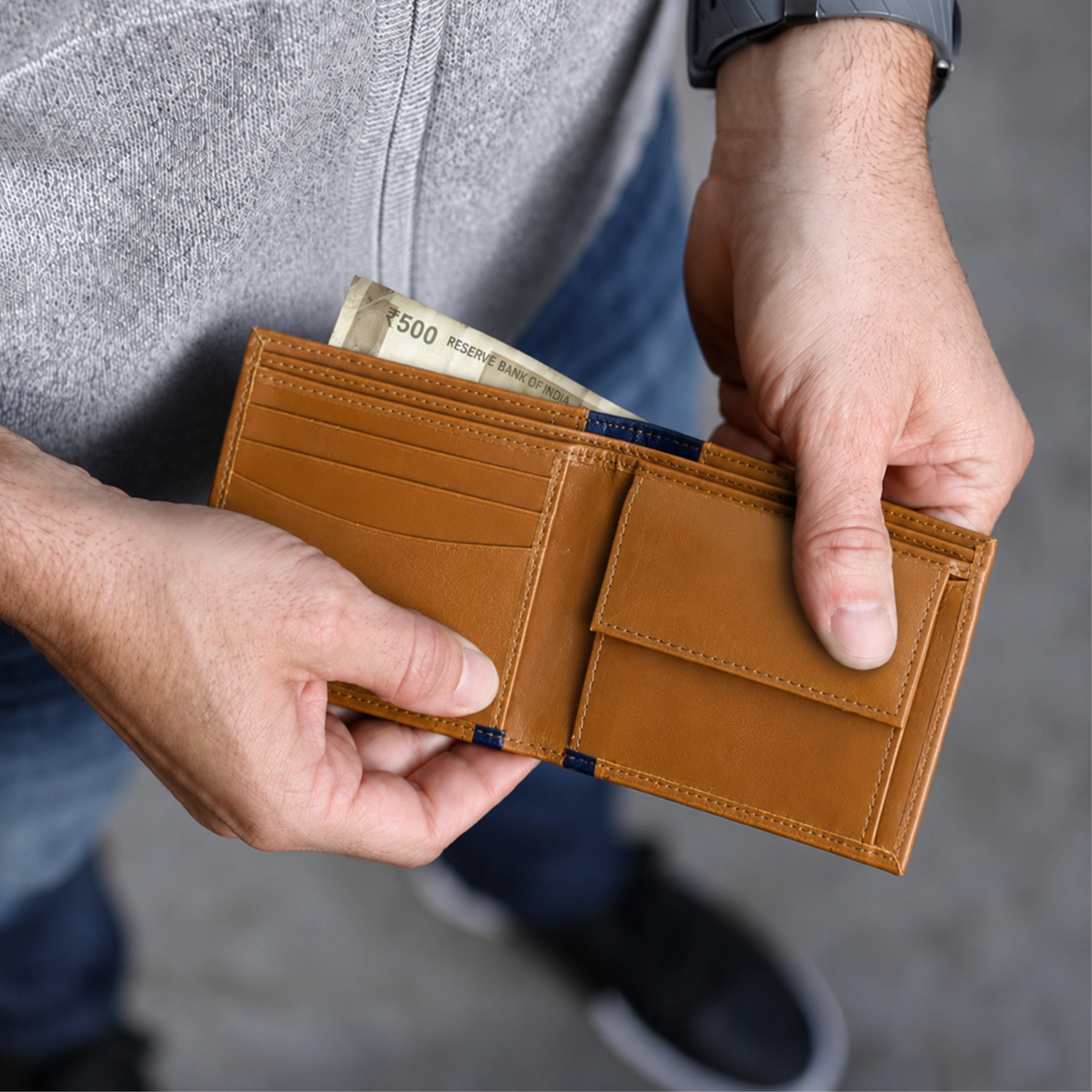 Personalized Leather Men's Wallet - Brown