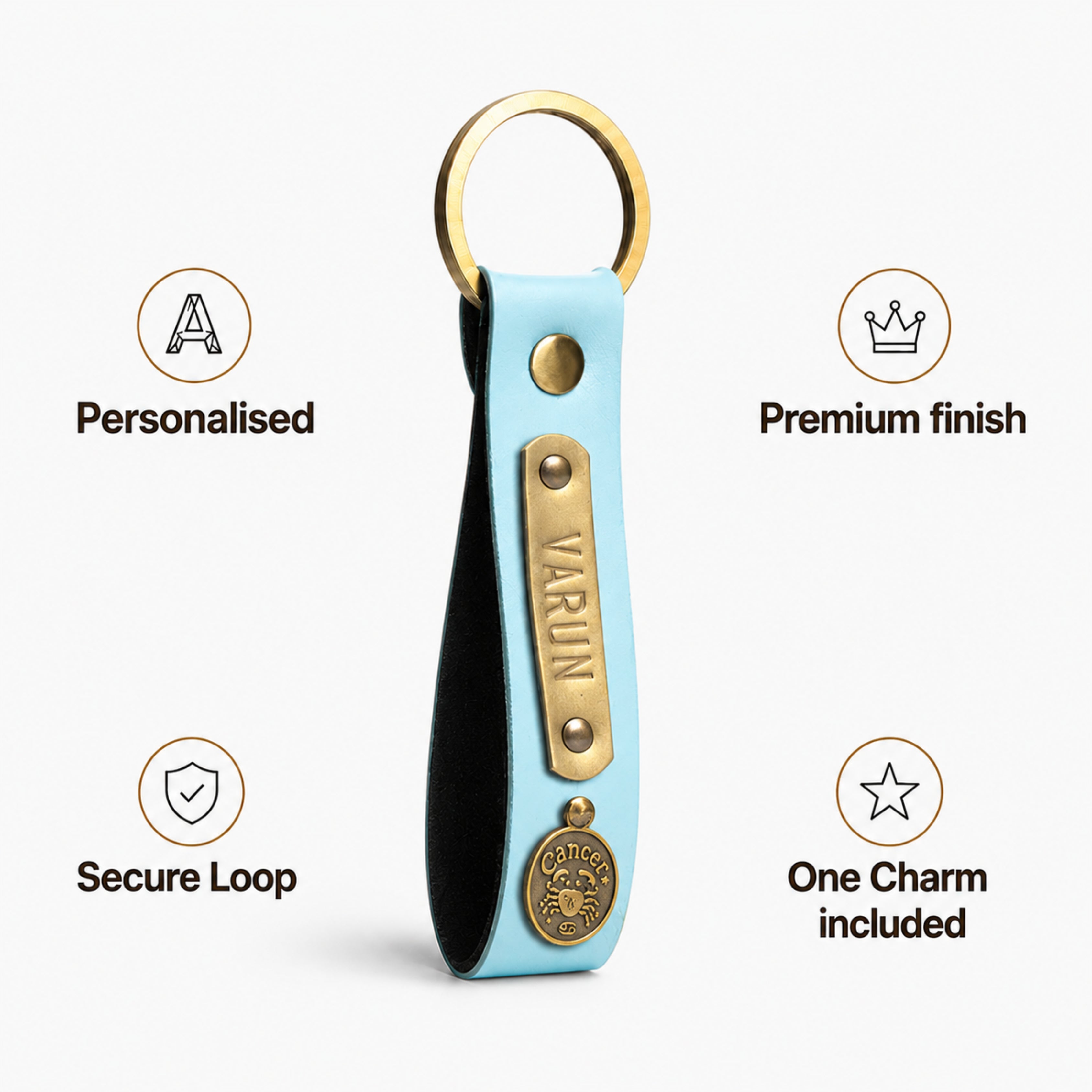 Personalized Keychain - Mint Blue