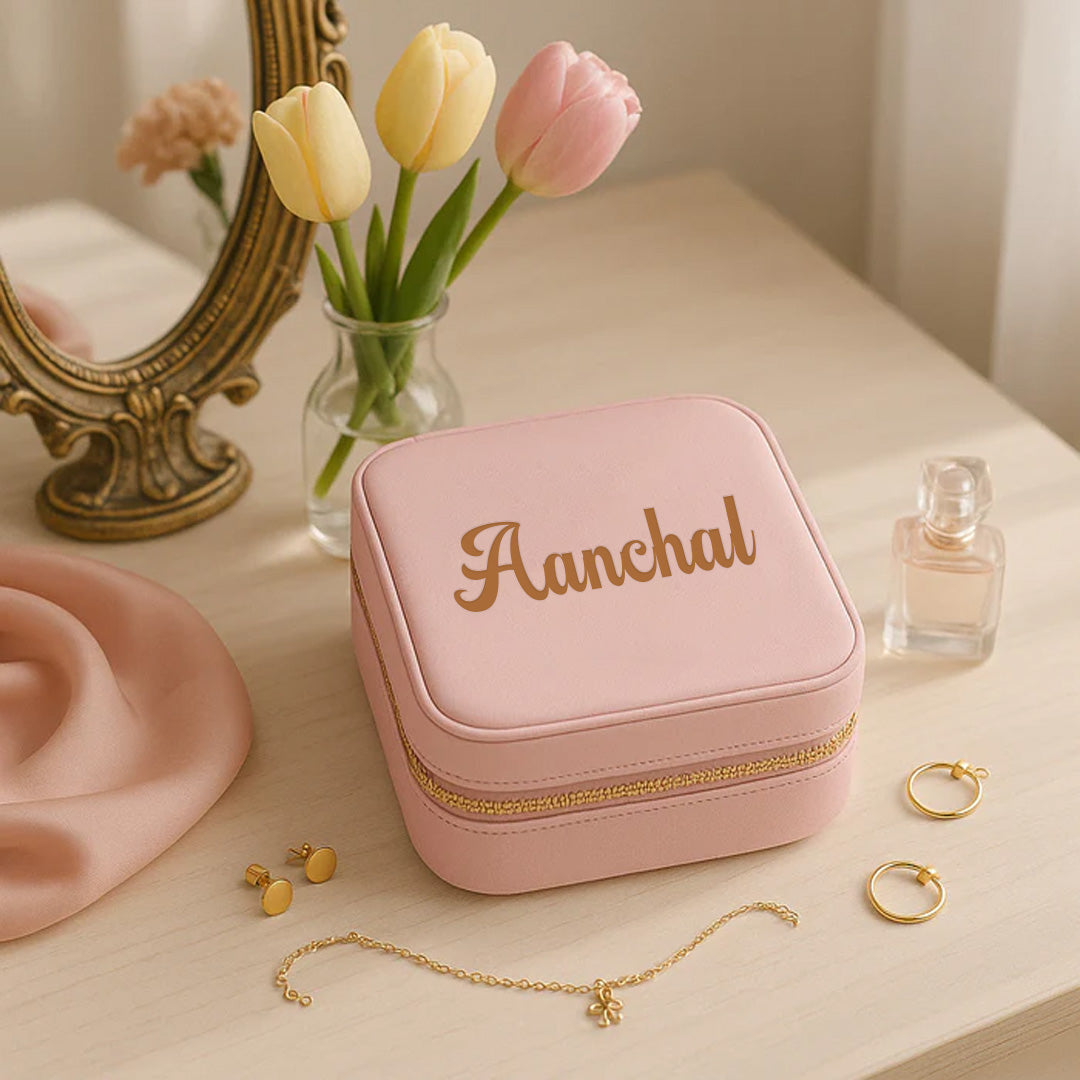Travel Jewellery Box | Compact & Stylish Organizer - Velvet Pink