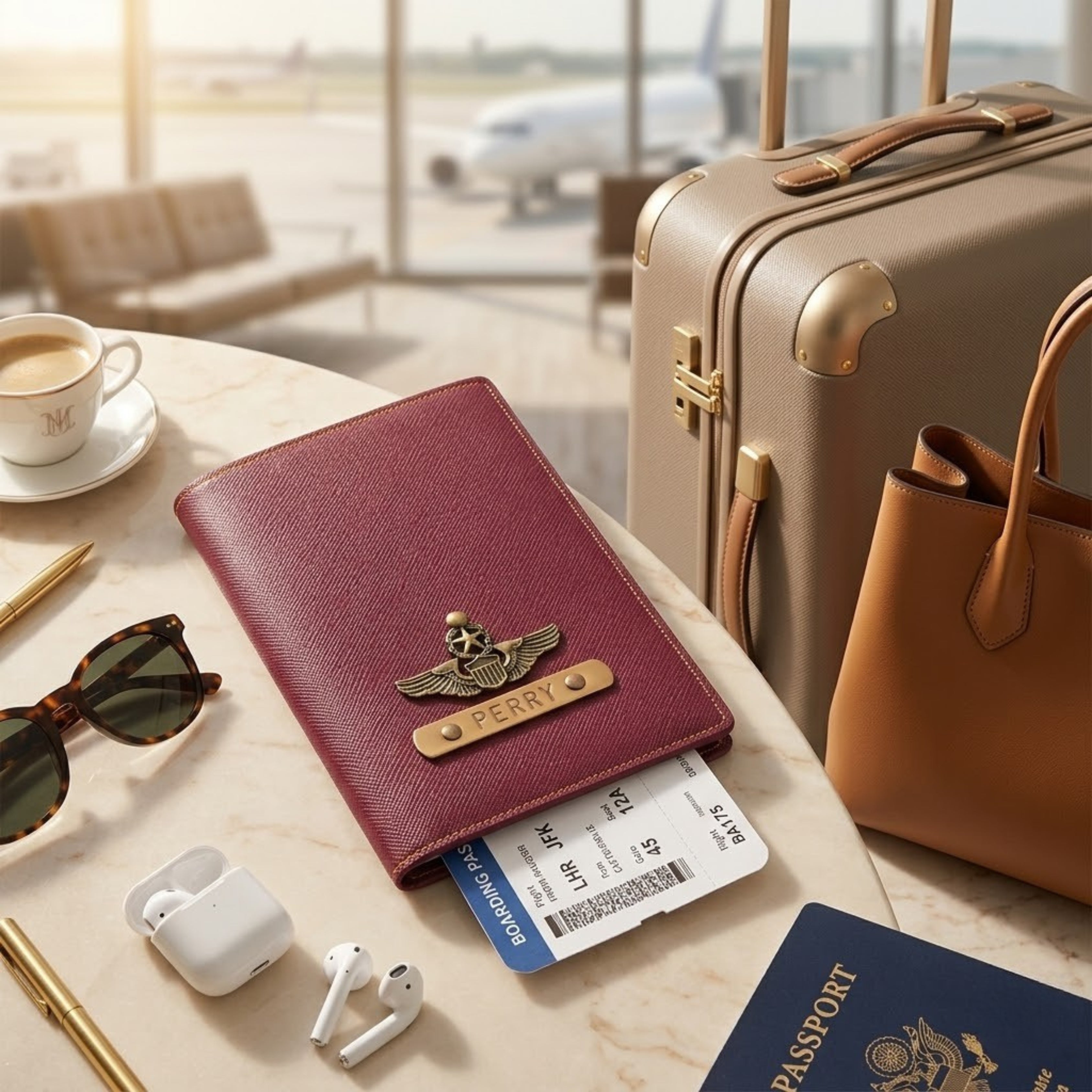 Personalized Passport Cover - Wine
