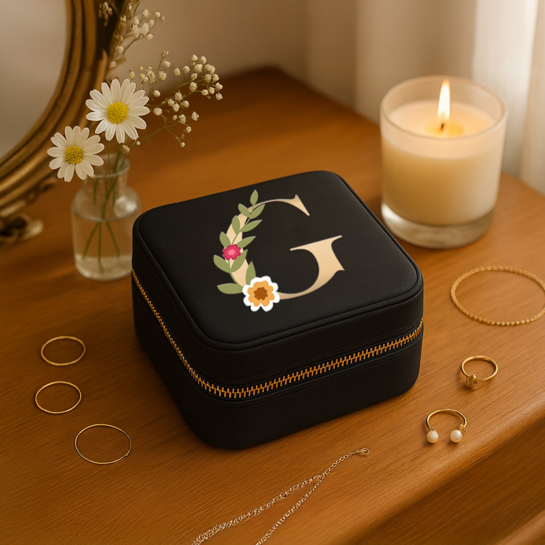 Velvet Travel Jewellery Box | Compact & Stylish Organizer - Black