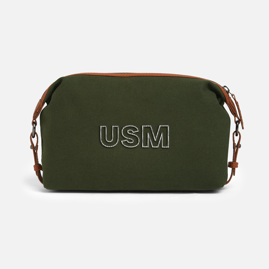 Personalised Canvas Embroidered Pouch - Olive