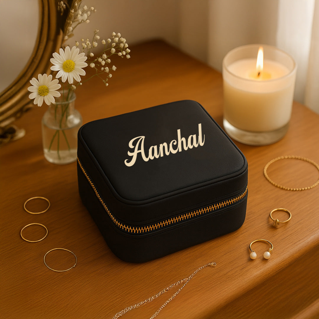 Velvet Travel Jewellery Box | Compact & Stylish Organizer - Black