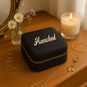 Velvet Travel Jewellery Box | Compact & Stylish Organizer - Black