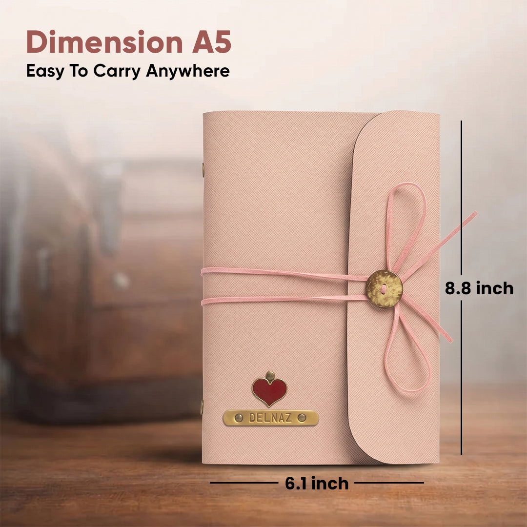 Personalised Thread Diary - Salmon Pink
