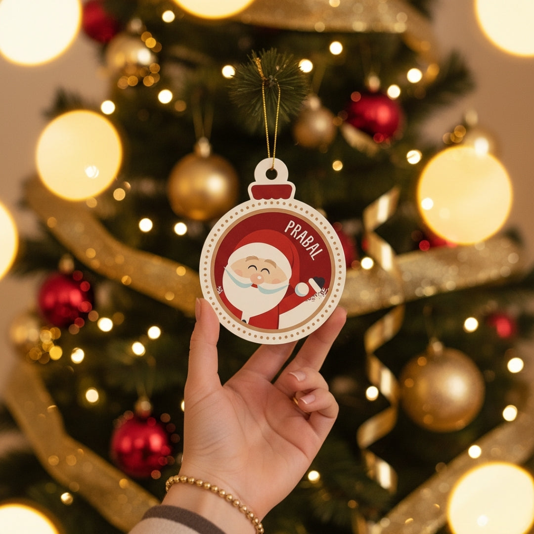 Personalised Christmas Ornament - Cute Santa